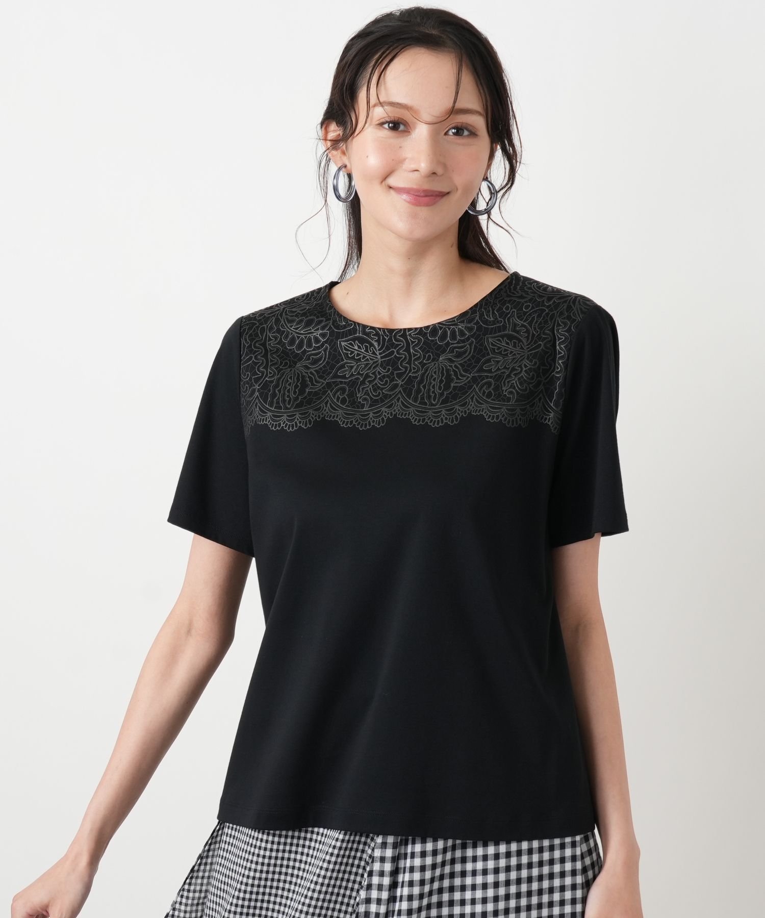 Leilian PLUS HOUSE 【店頭人気】カットソー【Leilian WHITE LABEL】 レリアン プラスハウス トップス カットソー・Tシャツ グリーン ブラック ホワイト