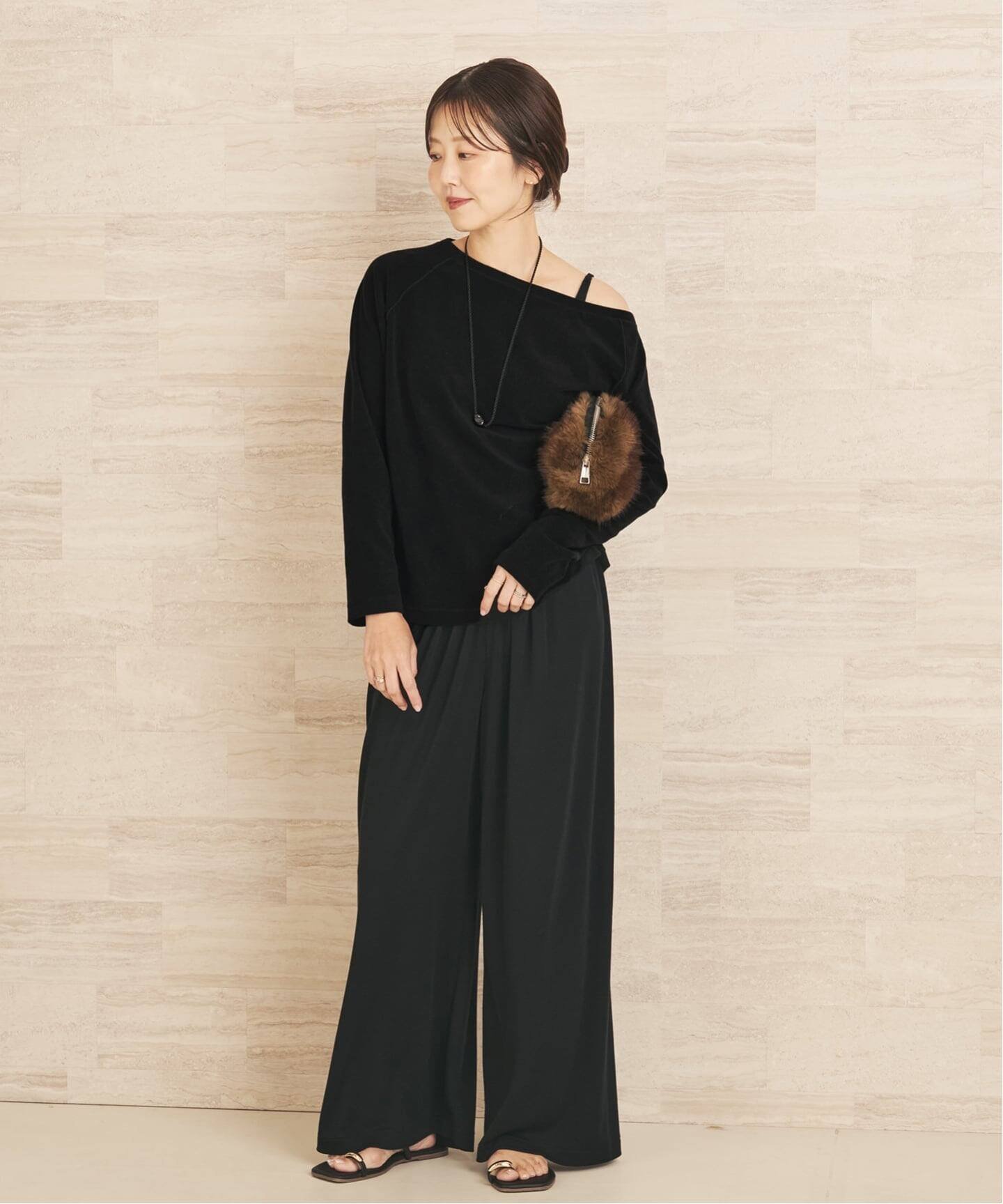 plage Pile B/N TEE プラージュ トップス カットソー・Tシャツ ブラック グレー
