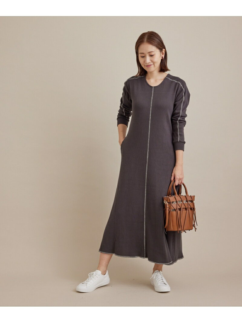 【SALE／60%OFF】SALON adam et rope' 2WAYリブフレアワンピース[MEDI Veil]【抗菌・消臭・UVケア】 サロン アダム エ ロペ ワンピース・ドレス その他のワンピース・ドレス グレー ホワイト オレンジ【送料無料】