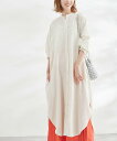 【SALE/65%OFF】ROPE' PICNIC 麻混シャツワンピース ロペピクニック ワンピース・ドレス ワンピース ブルー オレンジ ホワイト ブラック