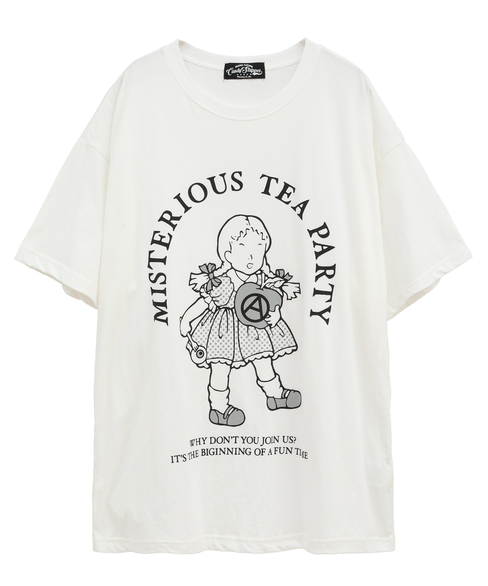 Candy Stripper MISTERIOUS TEA PARTY BIG TEE キャンディストリッパー トップス カットソー Tシャツ ホワイト ブラック【送料無料】