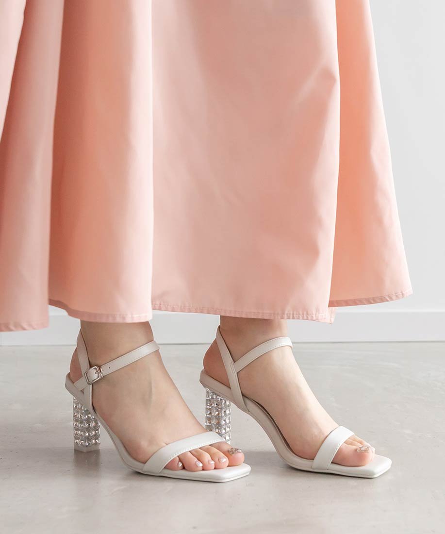 RANDA クリア*ビジュー ヒールアップサンダル ランダ シューズ・靴 サンダル ホワイト ブラック ブルー【送料無料】のサムネイル