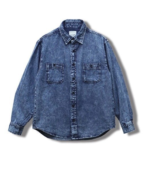 【SALE／10%OFF】CORISCO CORISCO DENIMケミカルワークシャツ(MENS)(WOMENS) サンコーバザール トップス シャツ・ブラウス ブルー ブラック【送料無料】