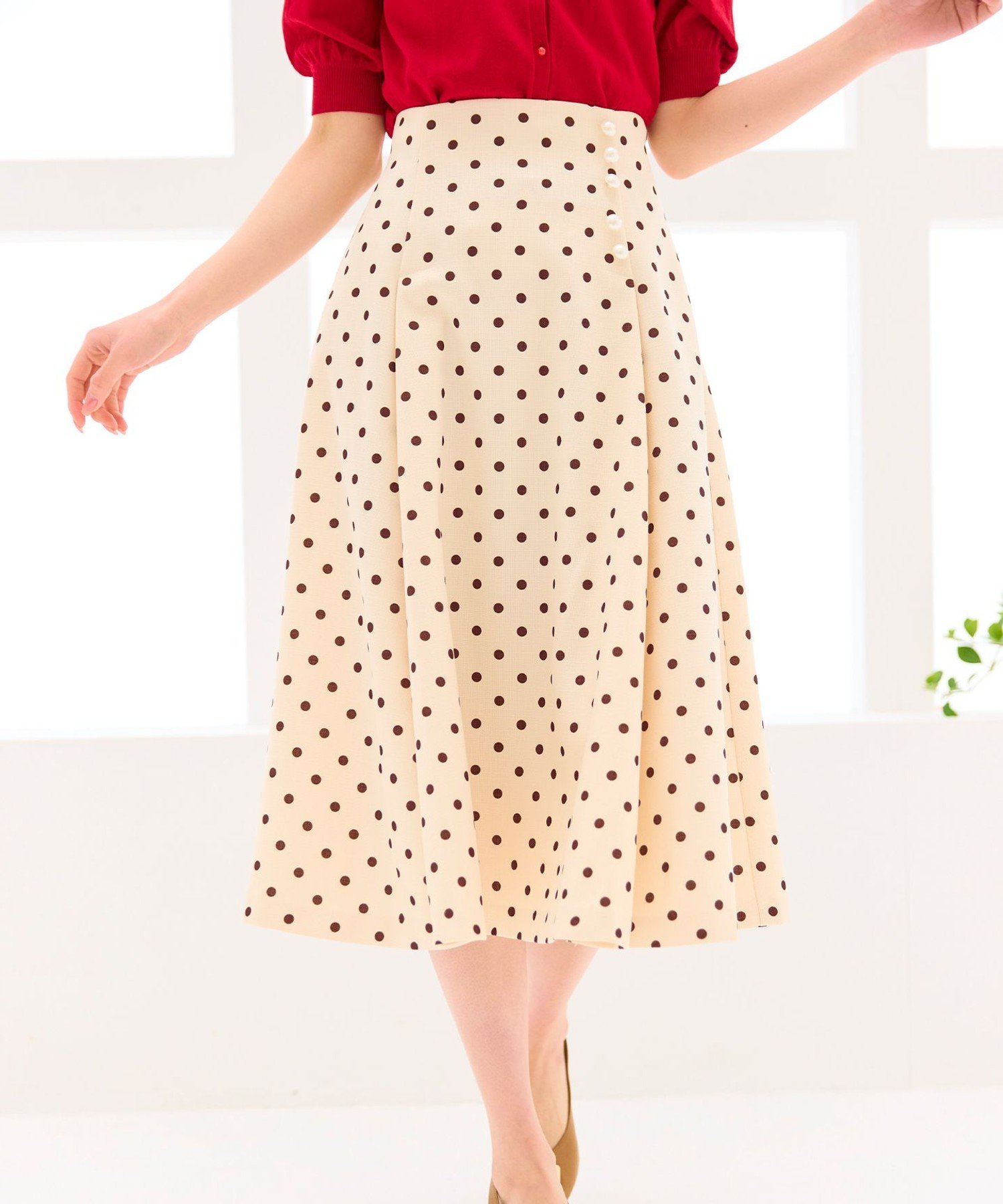 【SALE／30%OFF】Feroux 【洗える】パールボタン付きフレア スカート フェルゥ スカート ロング・マキシスカート パープル【送料無料】