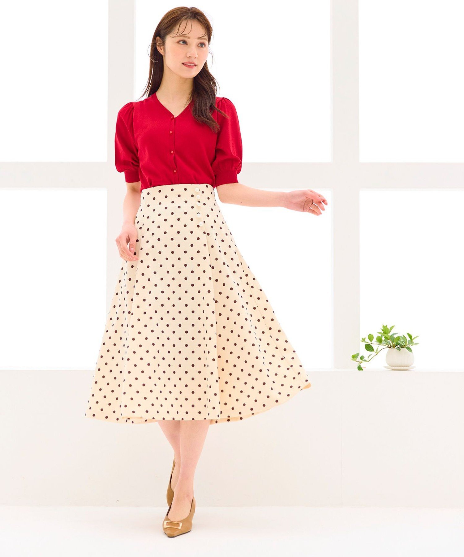 Rakuten Fashionの【SALE／30%OFF】Feroux 【洗える】パールボタン付きフレア スカート フェルゥ スカート ロング・マキシスカート パープル【送料無料】｜アングル3