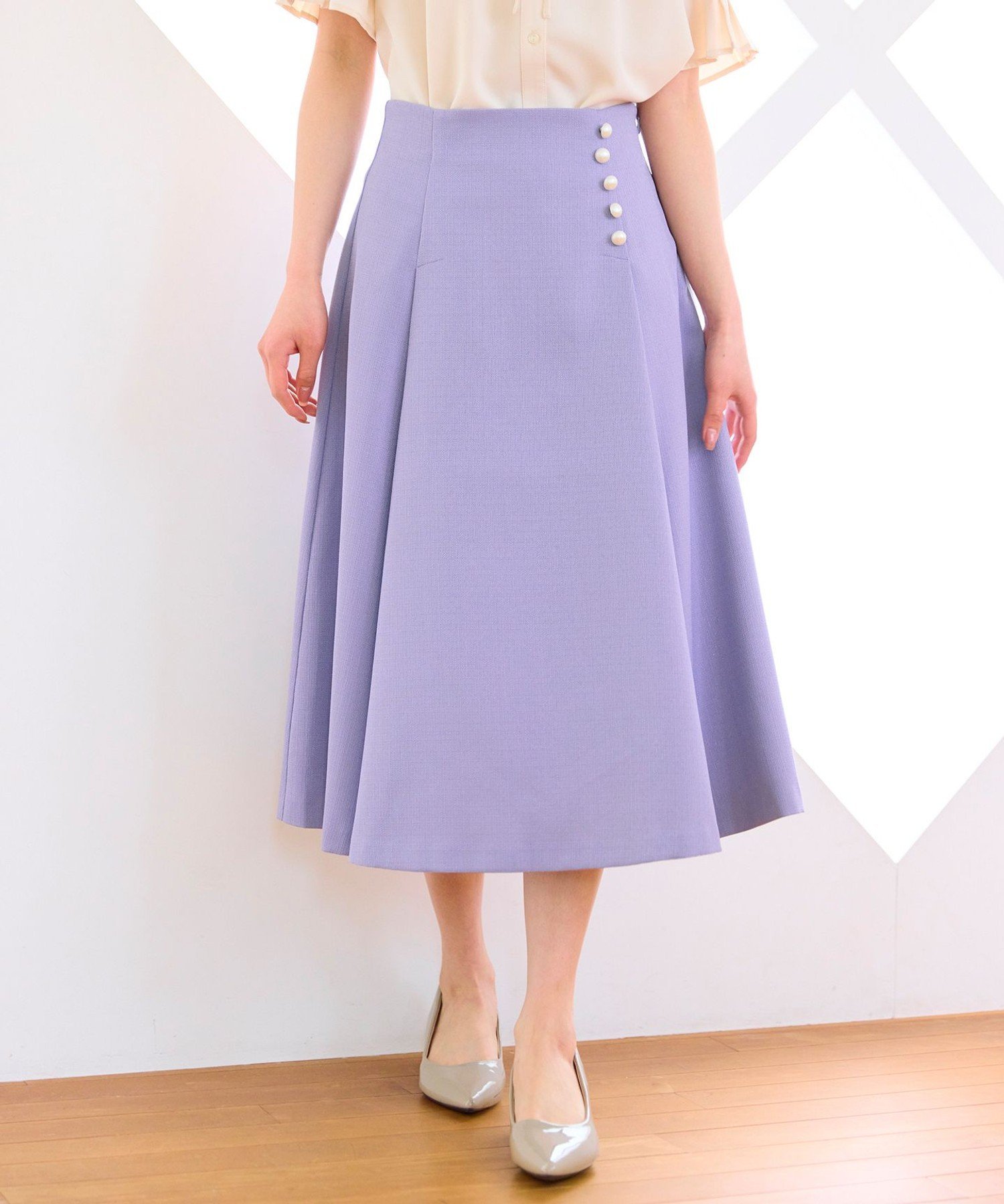 Rakuten Fashionの【SALE／30%OFF】Feroux 【洗える】パールボタン付きフレア スカート フェルゥ スカート ロング・マキシスカート パープル【送料無料】｜アングル2