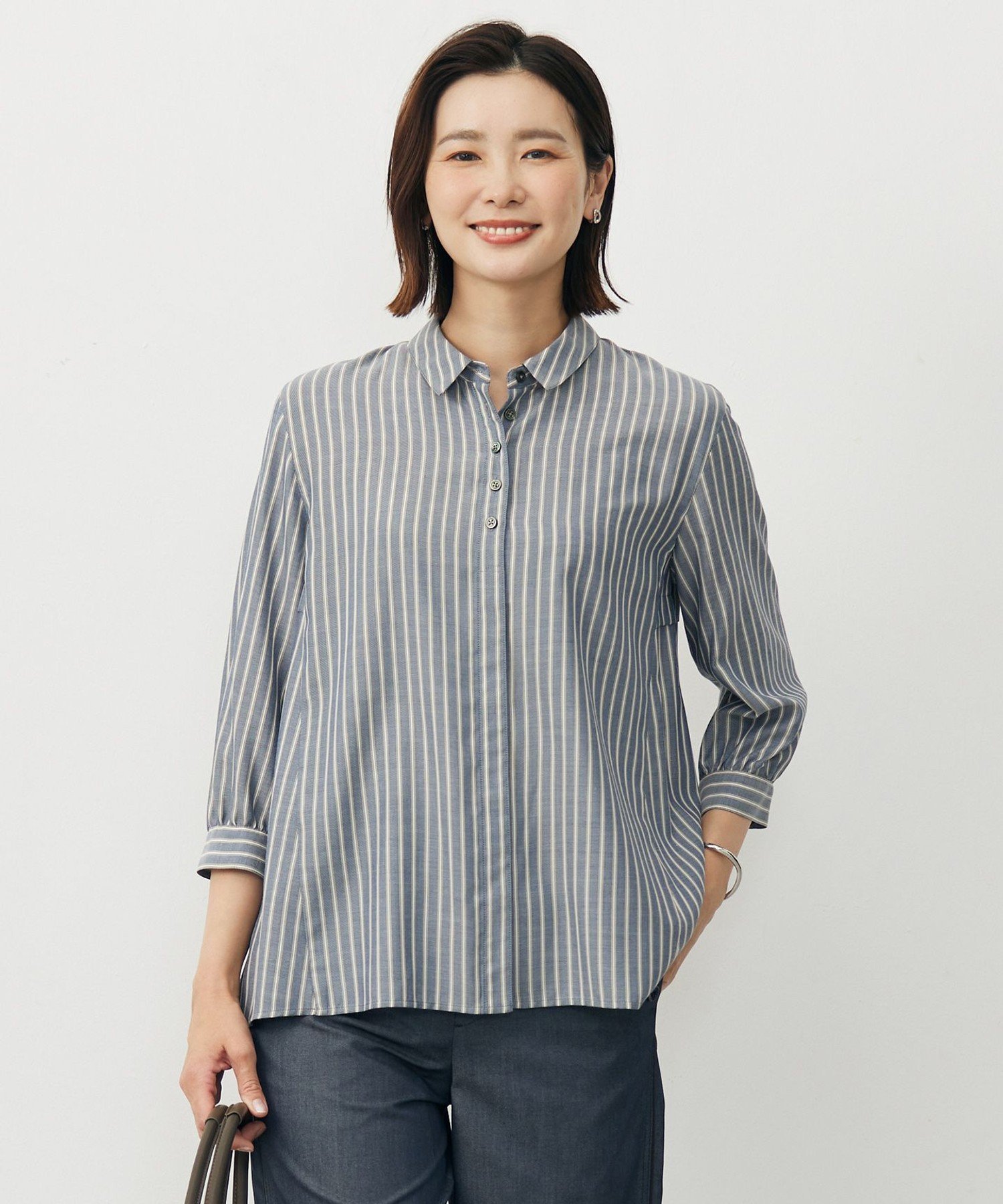J.PRESS 【洗える】ウォッシャブルキュプラツイル シャツ ジェイプレス トップス シャツ・ブラウス ホワイト パープル ブラック