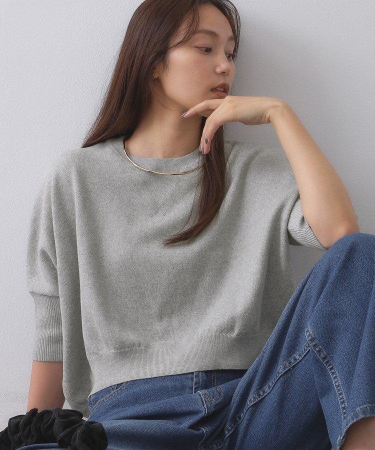 【SALE／50%OFF】OPAQUE.CLIP スウェットライクドルマンスリーブニット【洗濯機洗い可】 オペークドットクリップ トップス ニット グレー ピンク ブラウン