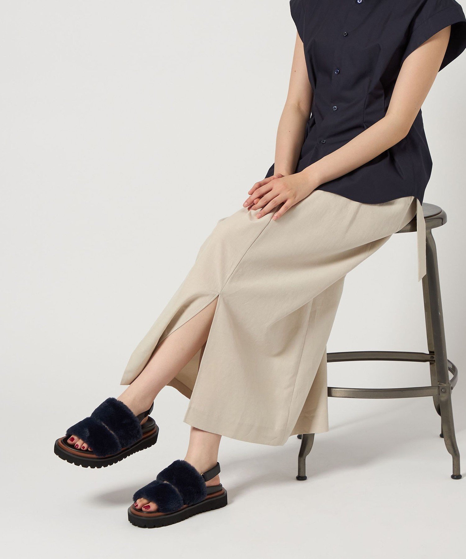 【SALE／30%OFF】ODETTE E ODILE フェイクファーダブルベルト サンダル30↑ ユナイテッドアローズ アウトレット シューズ・靴 サンダル ブラウン ネイビー【送料無料】