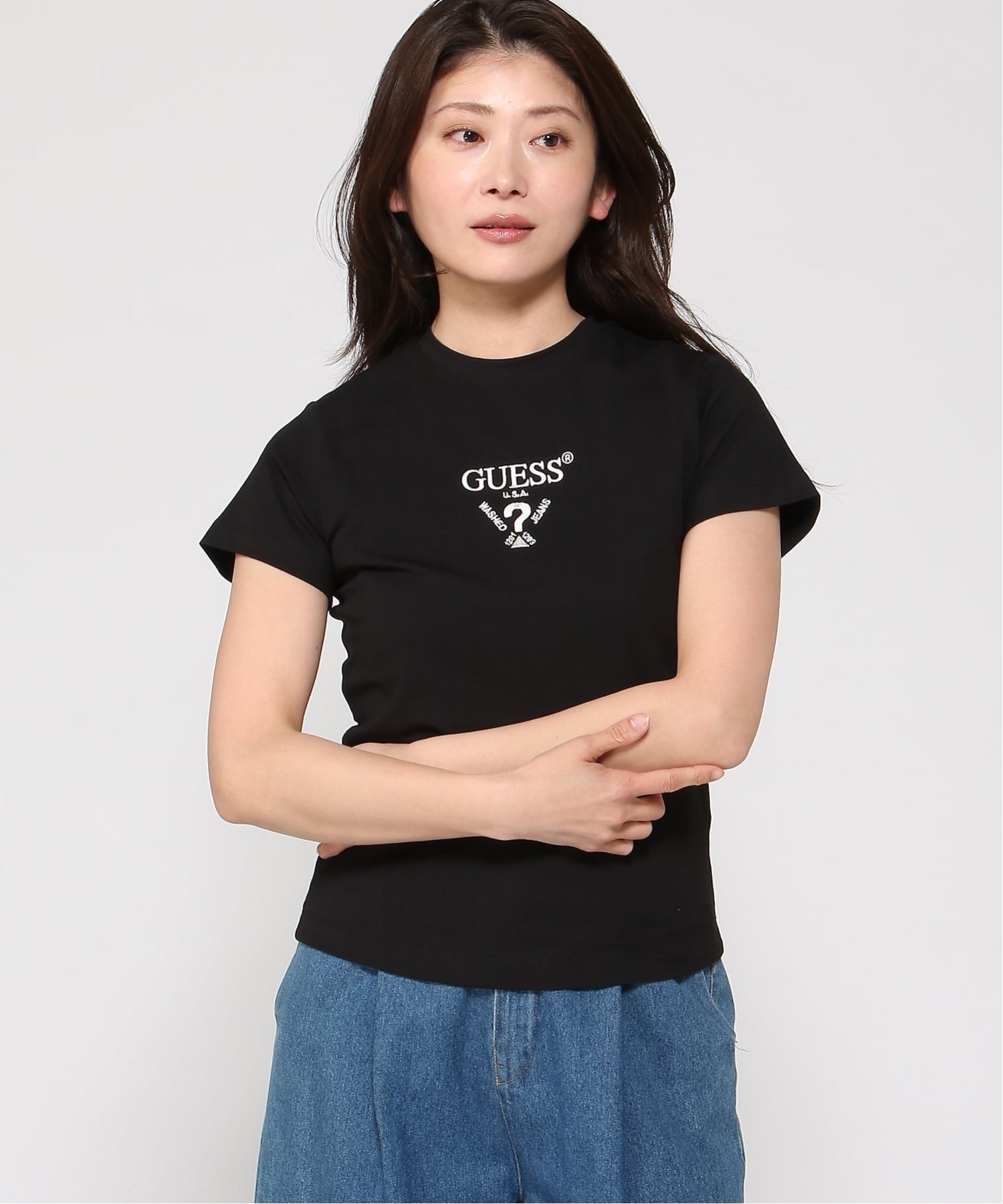 GUESS/(W)COLETTE Short Sleeves Tee カットソー Tシャツ ロゴTシャツ ゲス トップス カットソー・Tシャツ ブラック ピンク ホワイト