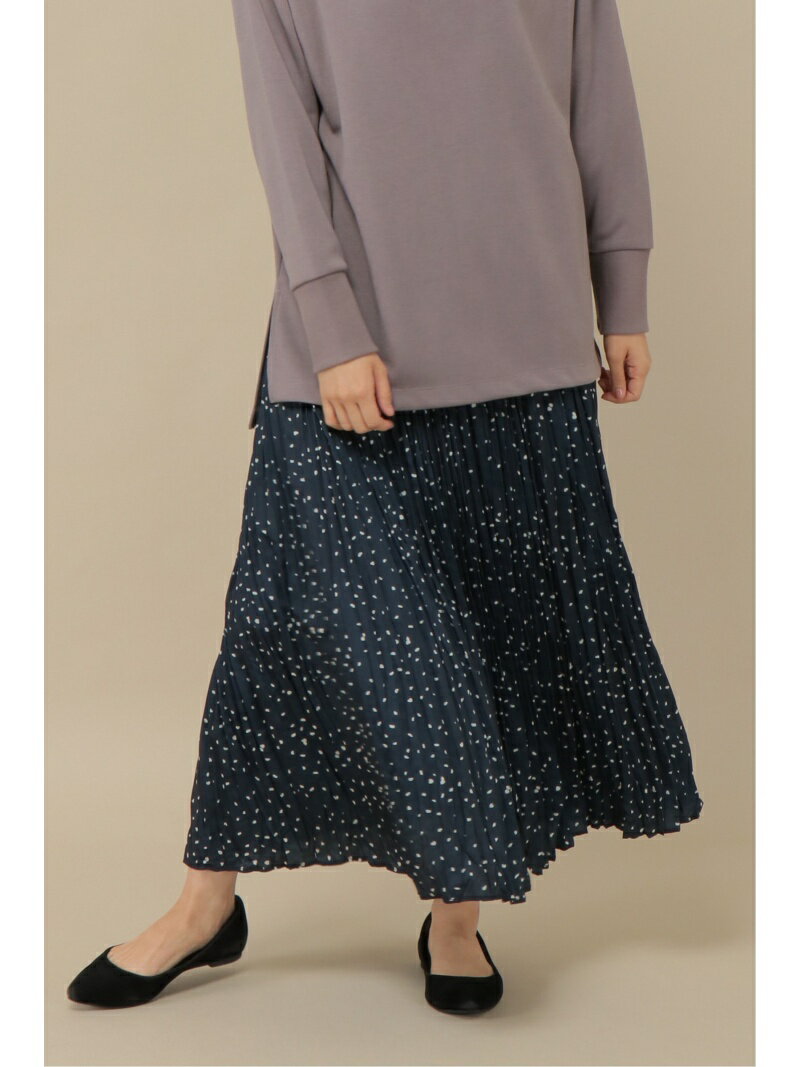 【SALE／60%OFF】ikka ヴィンテージ風サテンプリントスカート イッカ スカート ロング・マキシスカート カーキグリーン ネイビーのサムネイル