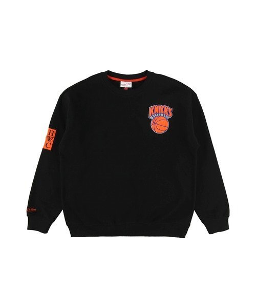 【SALE／20%OFF】Mitchell ＆ Ness ニックス チーム ファースト サテン フリース クルー NBA TEAM FIRST SATIN FLEECE CREW KNICKS ルーキーユーエスエー トップス その他のトップス ブラック【送料無料】