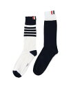 THOM BROWNE FUN MIX JERSEY CLASSIC MID CALF SOCKS トムブラウン 靴下・レッグウェア 靴下 ネイビー【送料無料】