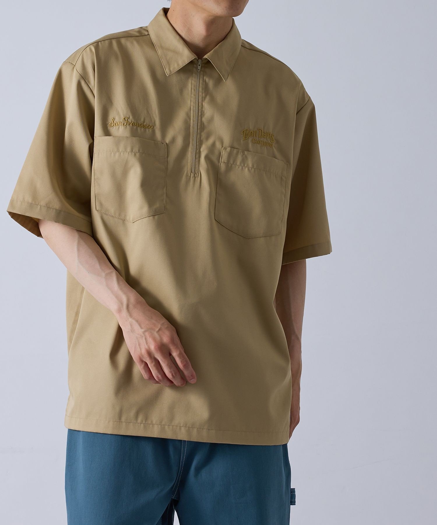 【SALE／30%OFF】j.n.r.d 【BENDAVIS別注】ハーフZIPシャツ ジュン スタンダード ピックス トップス シャツ・ブラウス ベージュ ブルー ブラック【送料無料】