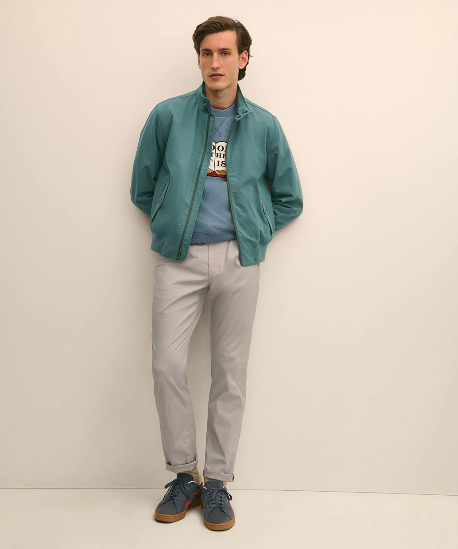 【SALE／35%OFF】BROOKS BROTHERS コットンブレンド ボマージャケット ブルックス ブラザーズ ジャケット・アウター ブルゾン・ジャンパー グリーン【送料無料】