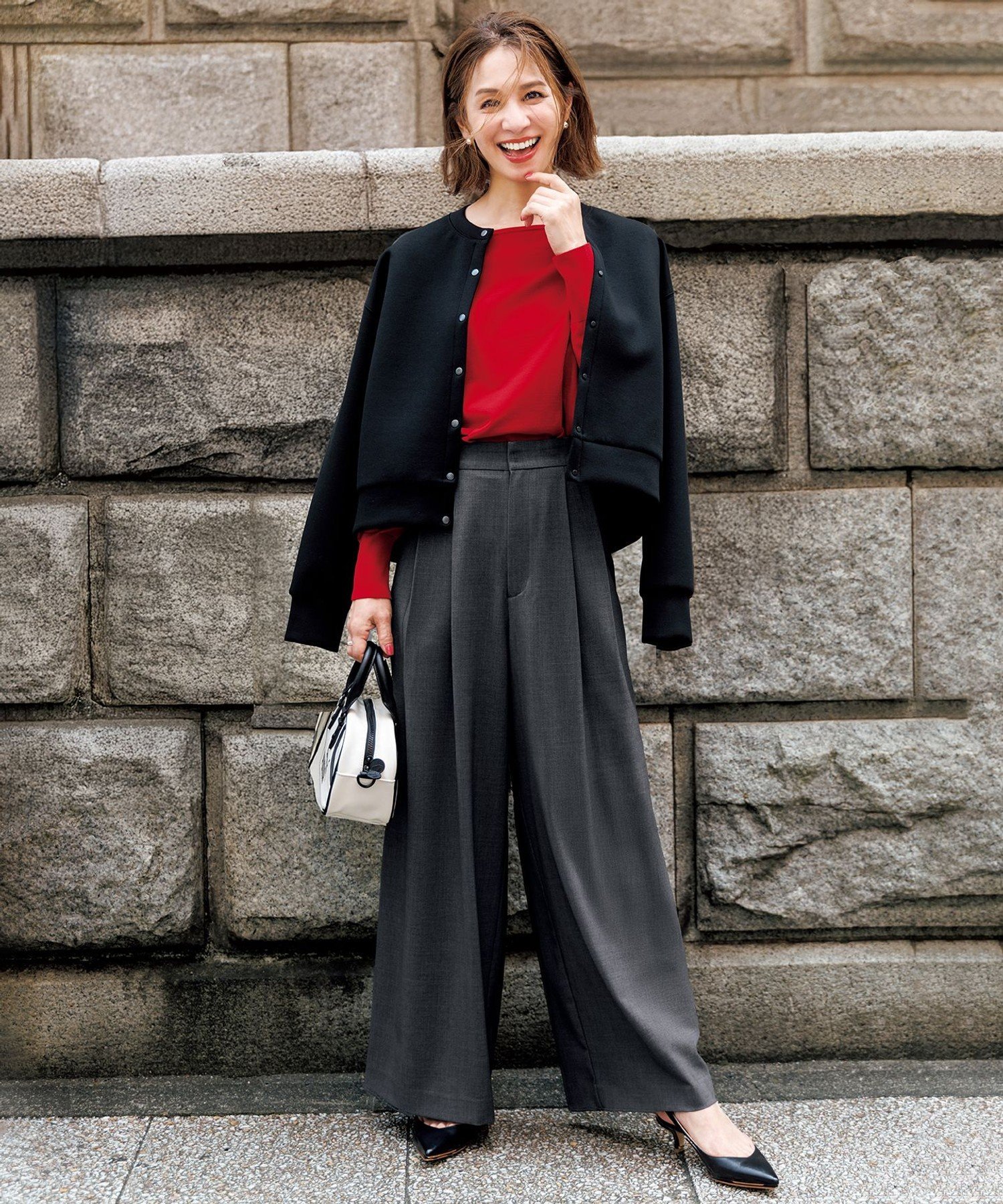 UNFILO 【洗える/シワになりにくい】マイビューティ タックワイドパンツ アンフィーロ パンツ その他のパンツ ブラック グレー ベージュ ブラウン【送料無料】のサムネイル