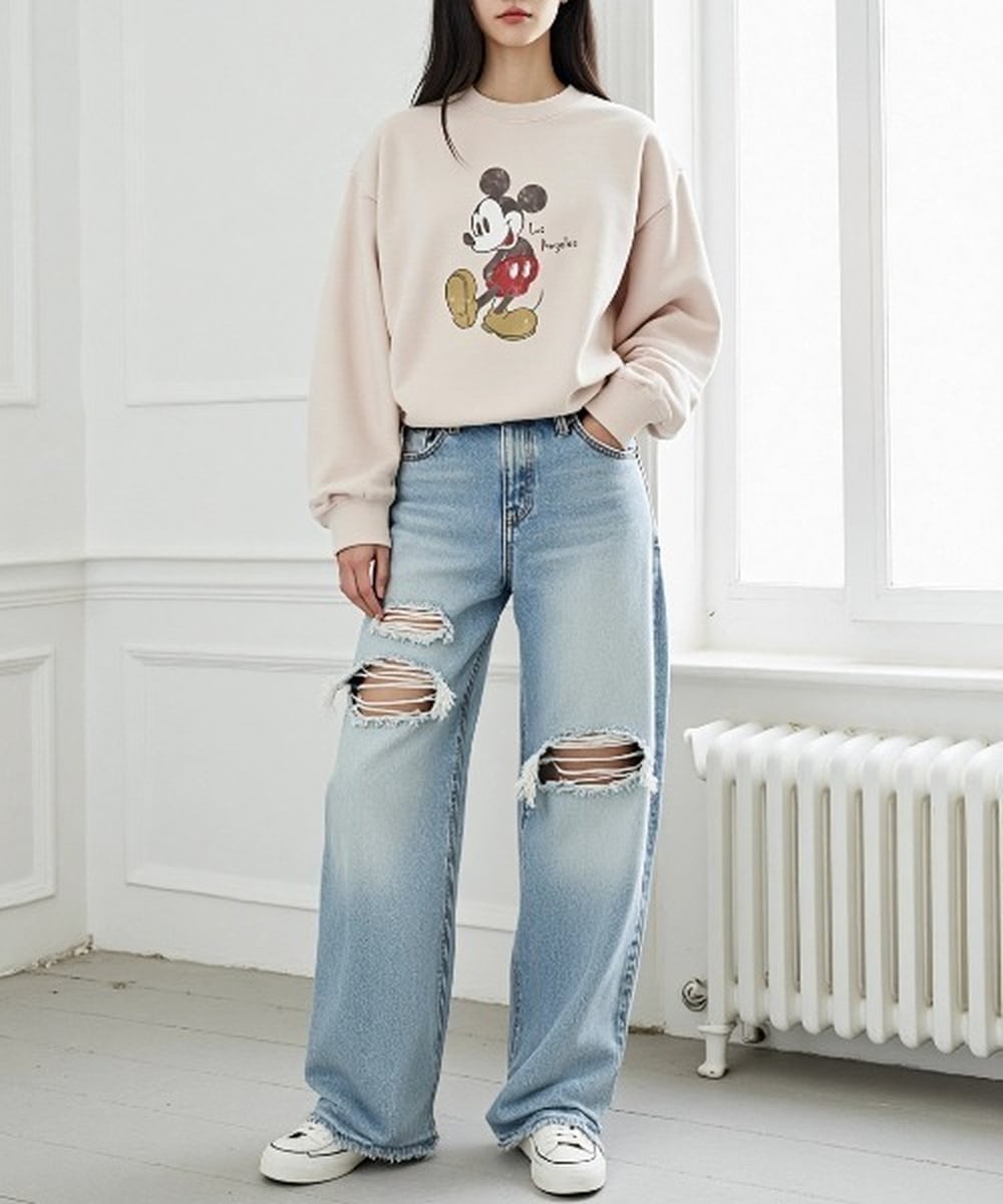 【SALE／3%OFF】Disney トレーナー スウェット オーバーサイズ 裏起毛 メンズ レディース ラザル トップス スウェット・トレーナー ブラック ホワイト【送料無料】のサムネイル