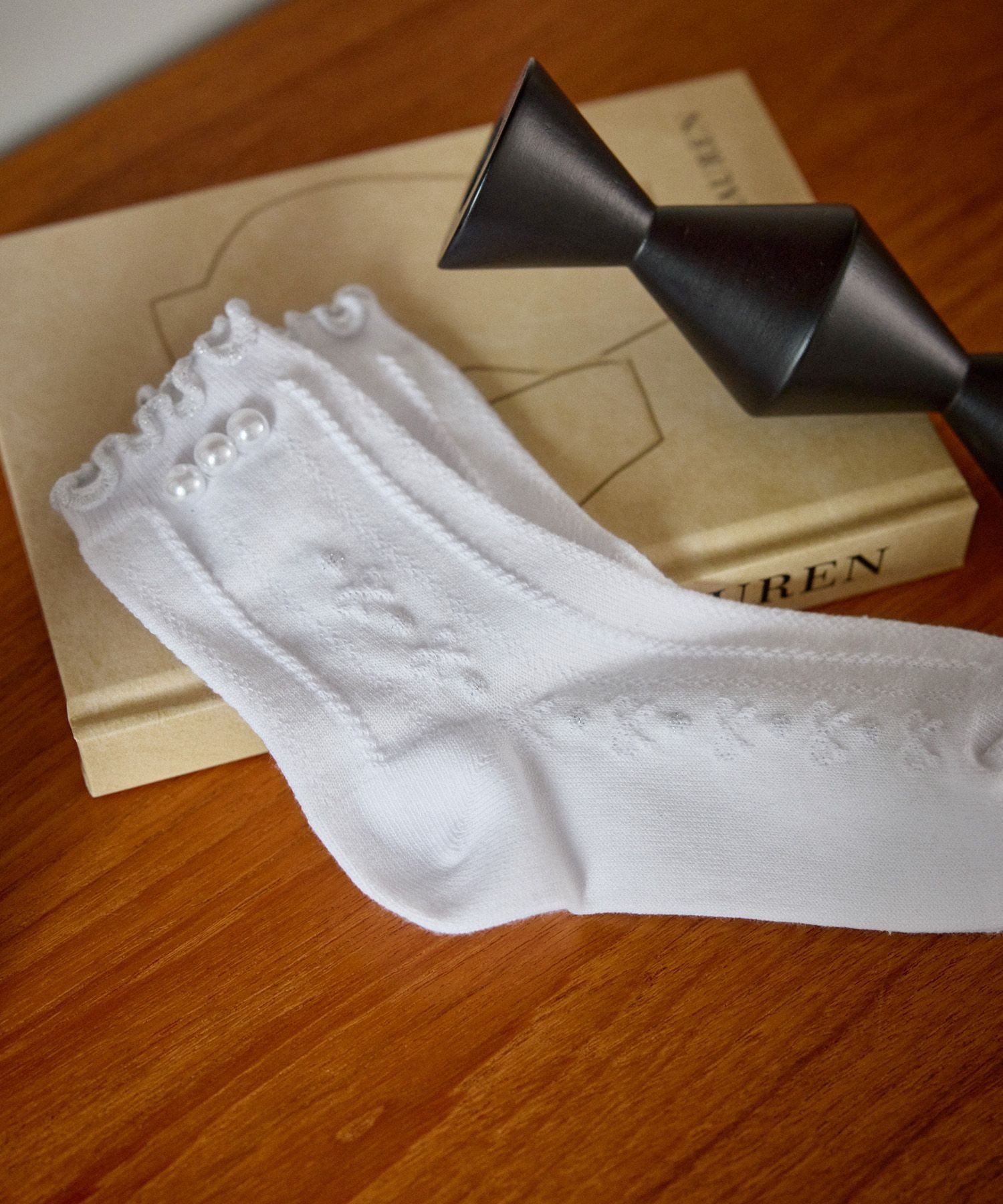 ROPE' PICNIC KIDS 【KIDS/キッズ】リボンケーブルショートソックス ロペピクニック 靴下・レッグウェア 靴下 ホワイト