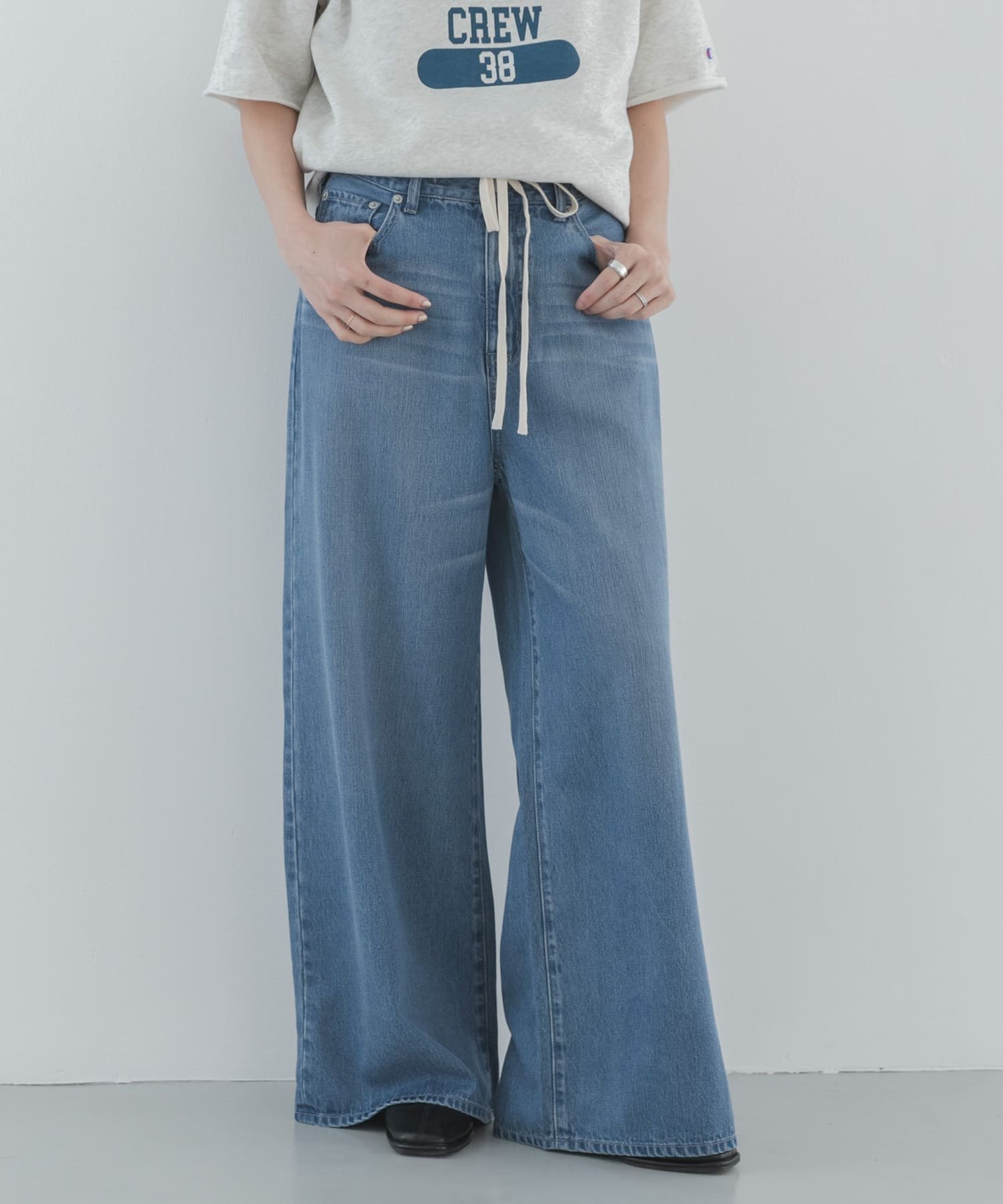 Sonny Label リヨセルコットンドロストワイドデニム サニーレーベル パンツ ジーンズ・デニムパンツ ブルー