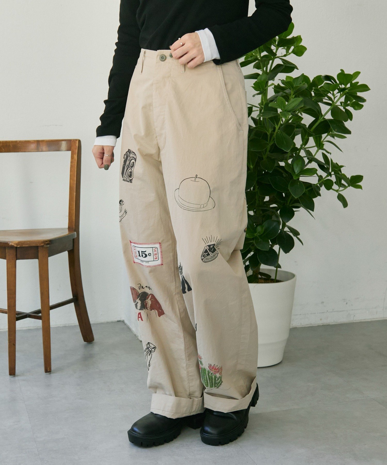 Kendai×SUM1 STYLE別注パンツ26【SUM1 STYLE】 イア パピヨネ パンツ その他のパンツ ブルー ベージュ