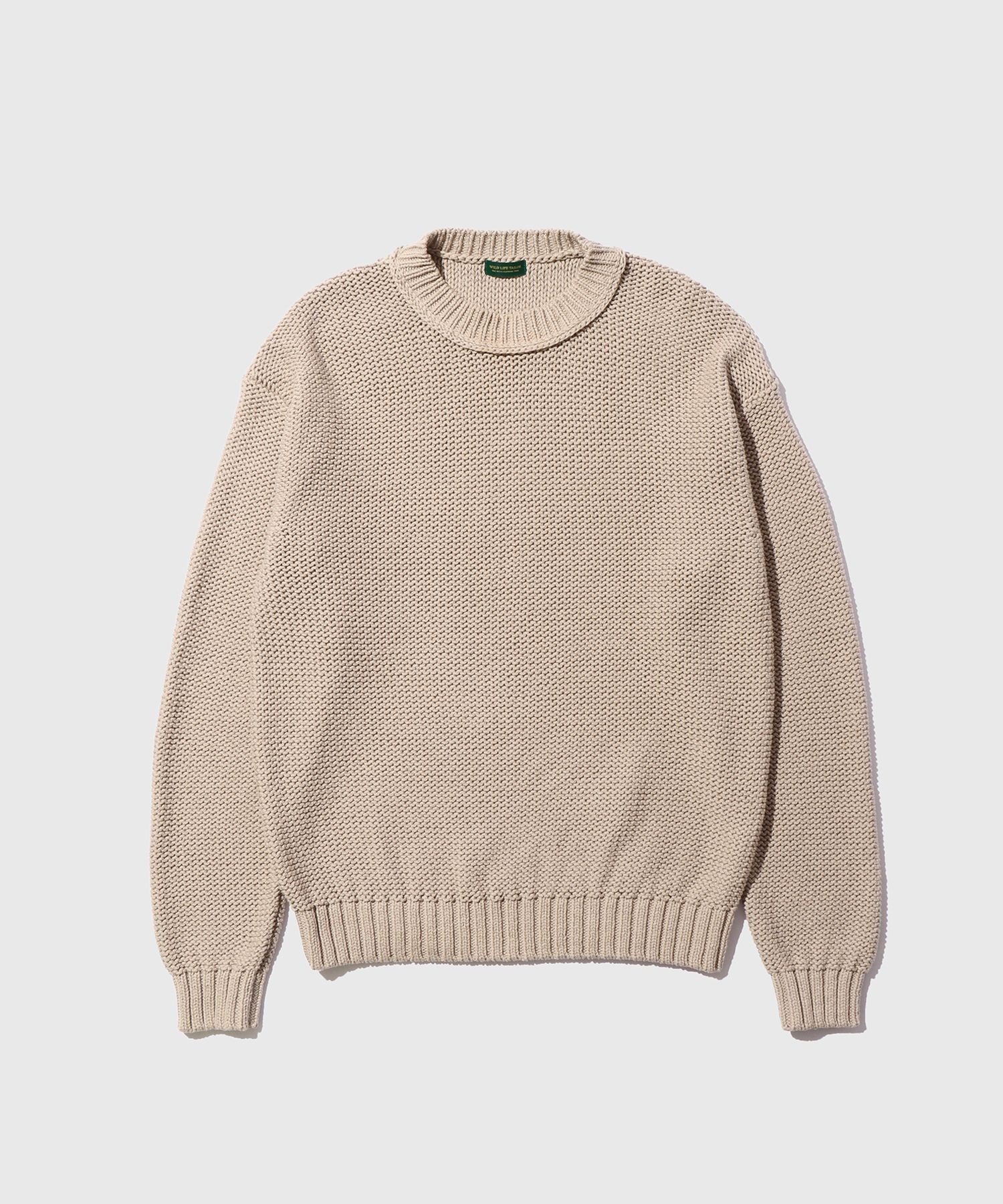 【SALE／40%OFF】WILD LIFE TAILOR Adam et Rope' COTTON LOW GAUGE CREWNECK KNIT アダムエロペ トップス ニット グレー ブラウン【送料無料】
