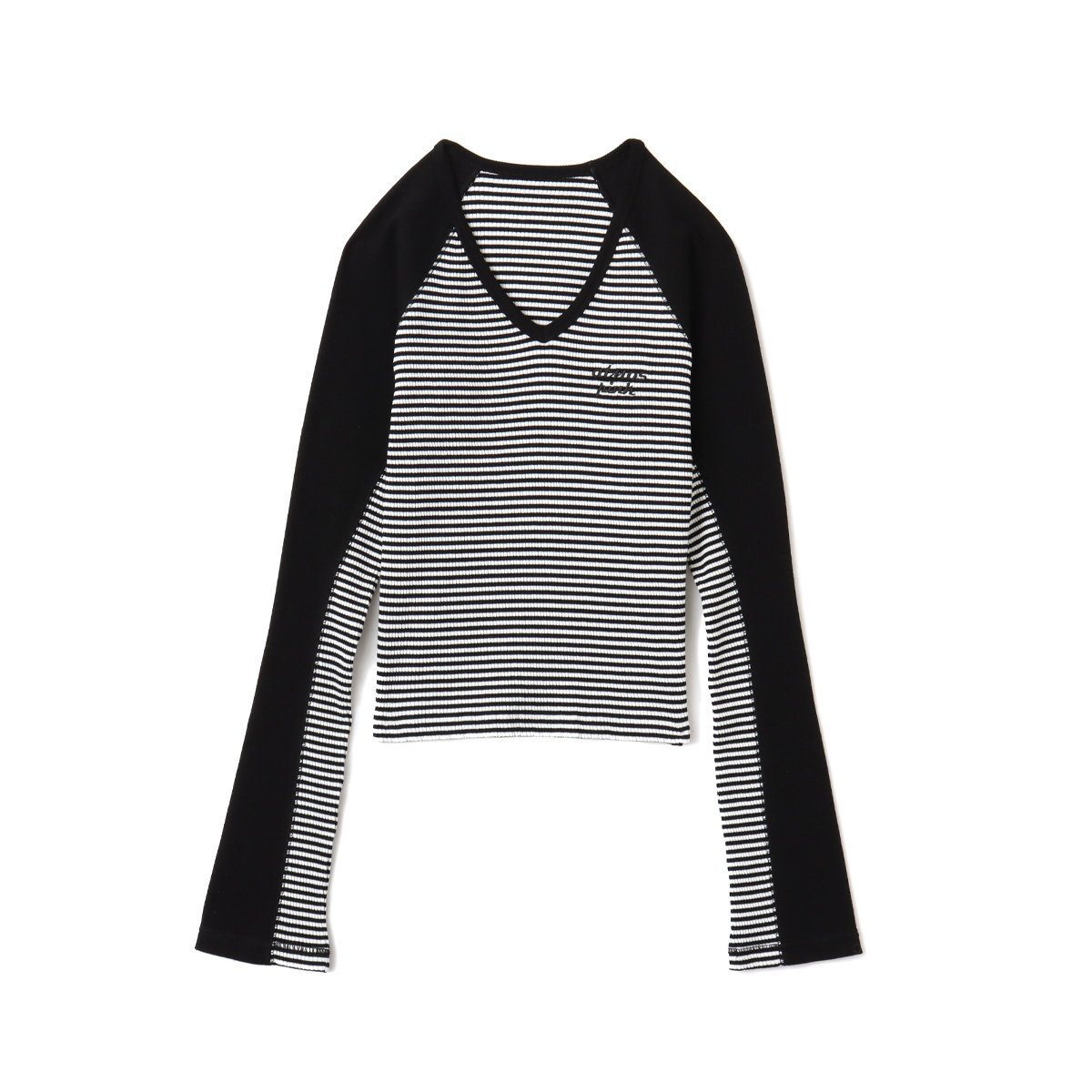 atmos pink atmos pink V-Neck Raglan Long Sleeve T-shirt BLACK アトモス トップス カットソー・Tシャツ ブラック