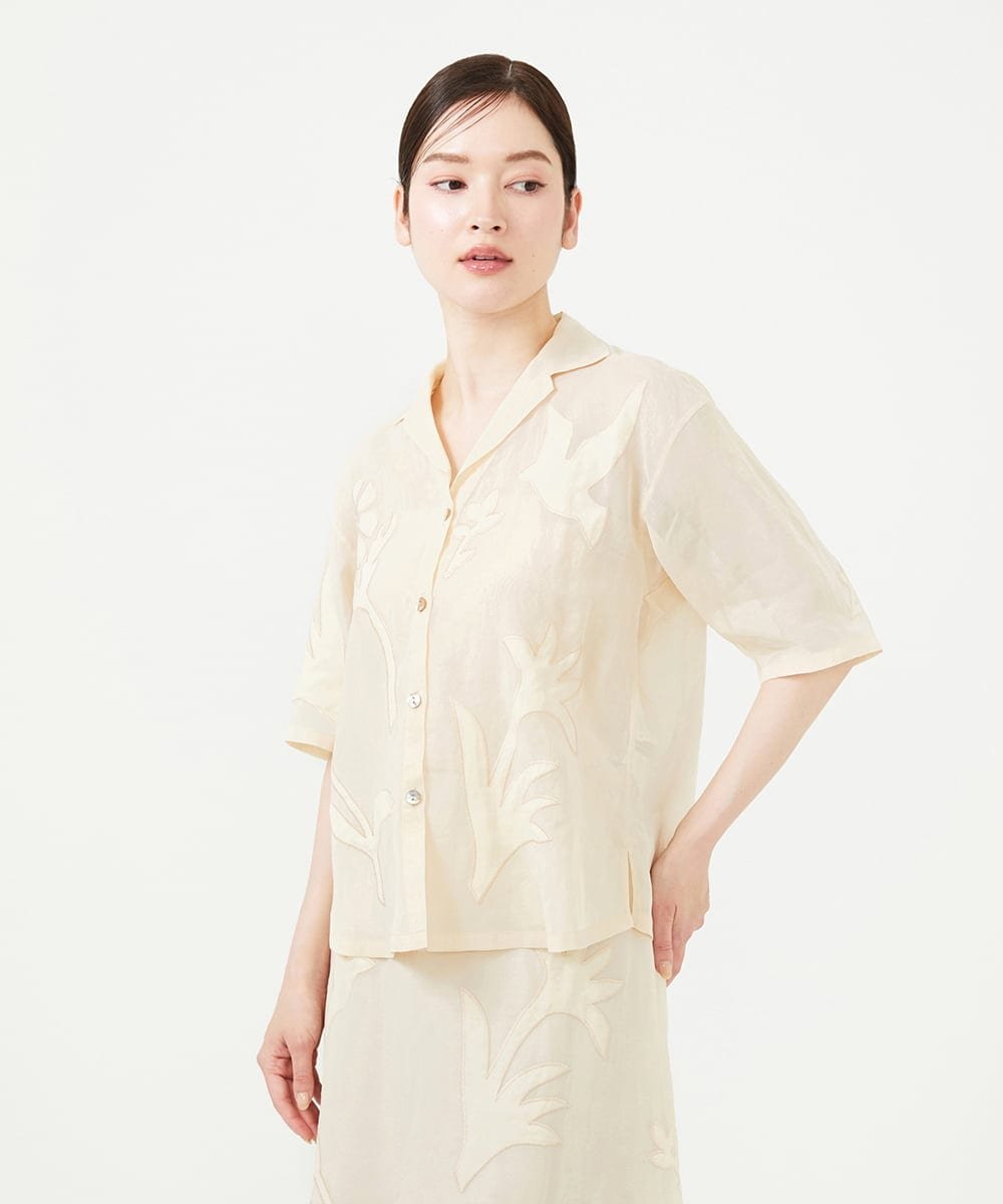 Sybilla アップリケシアーシャツ シビラ トップス シャツ・ブラウス ベージュ