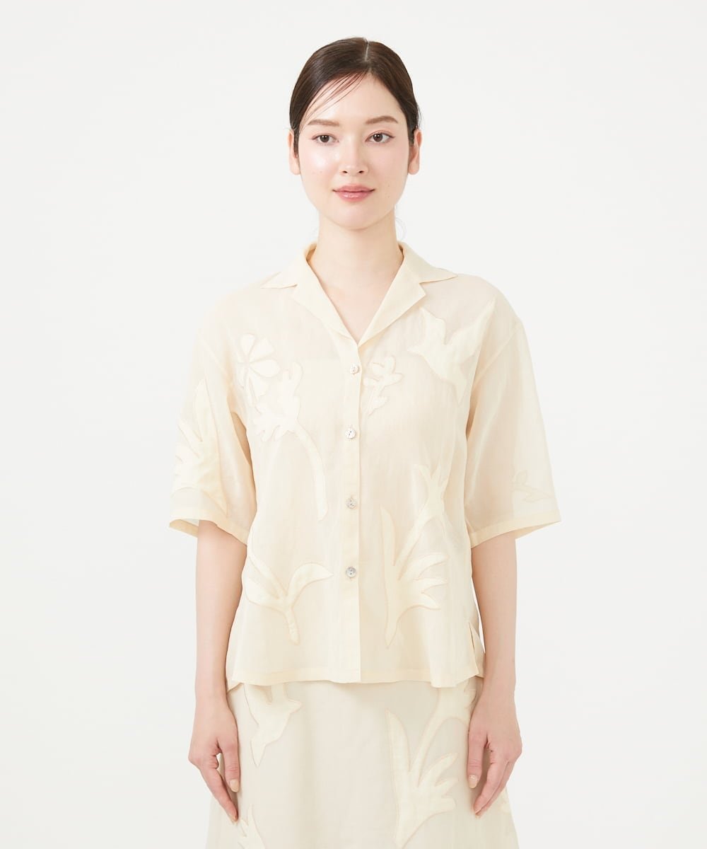 Sybilla アップリケシアーシャツ シビラ トップス シャツ・ブラウス ベージュ