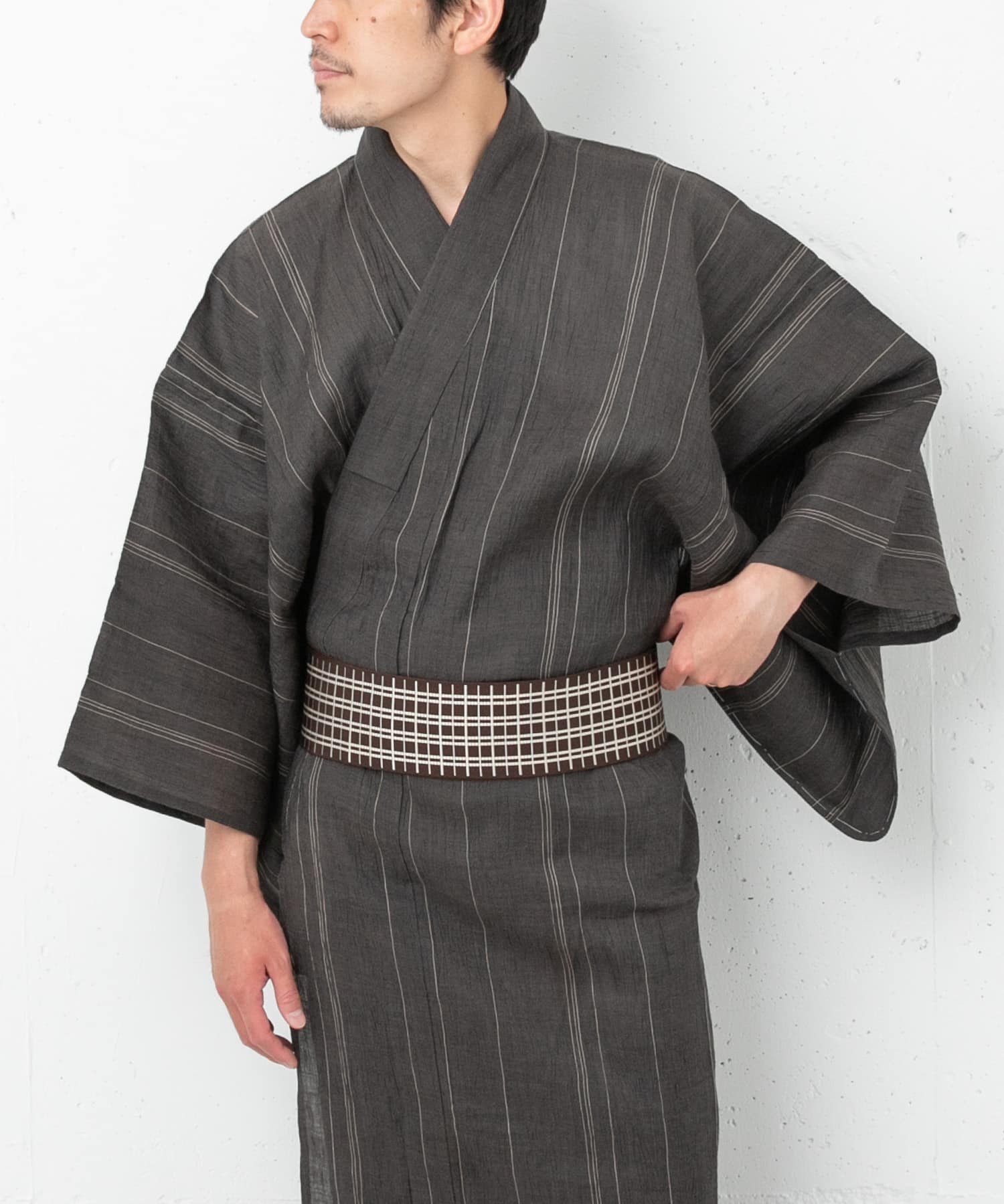 URBAN RESEARCH ROSSO 紳士ゆかた 本麻ちぢみ アーバンリサーチロッソ 着物・浴衣・和装小物 浴衣 ネイビー ブラック グレー【送料無料】