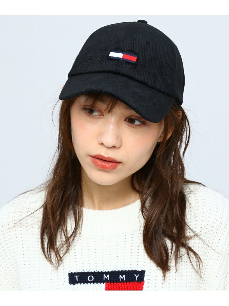 【SALE／40%OFF】TOMMY JEANS (M)TOMMY HILFIGER(トミーヒルフィガー) フラッグコーデュロイキャップ トミーヒルフィガー 帽子 キャップ ブラック ホワイト