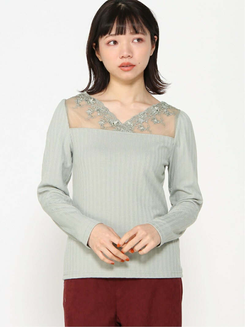 【SALE／50%OFF】axes femme (W)繊細レース長袖インナー アクシーズファム トップス その他のトップス グリーン ネイビー ホワイトのサムネイル