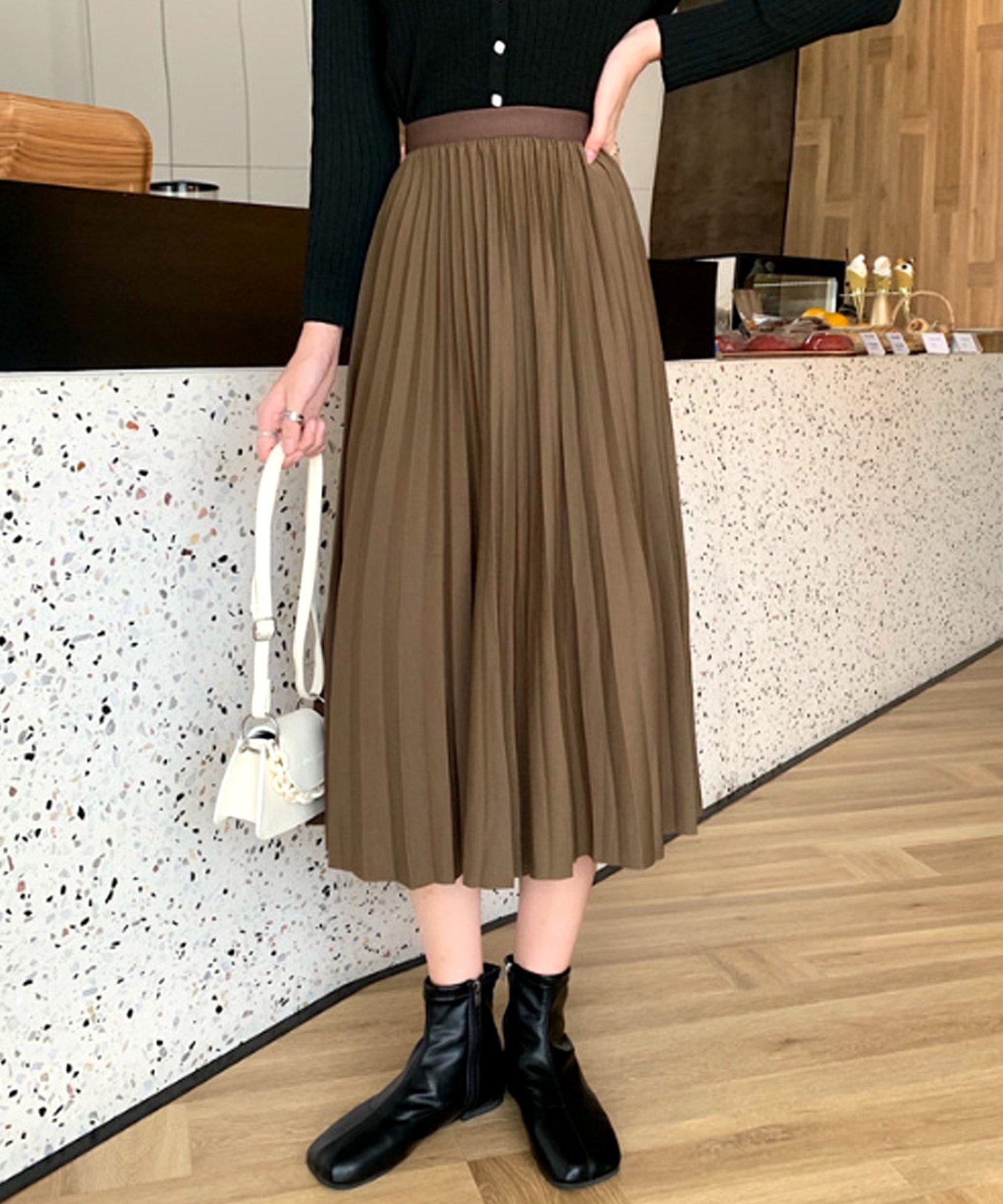 【SALE／36%OFF】Dewlily 【Dewlily】ロングプリーツスカート アミュレット スカート ロング・マキシスカート ホワイト ピンク パープル ベージュ ブラック ブルー グリーン ブラウン