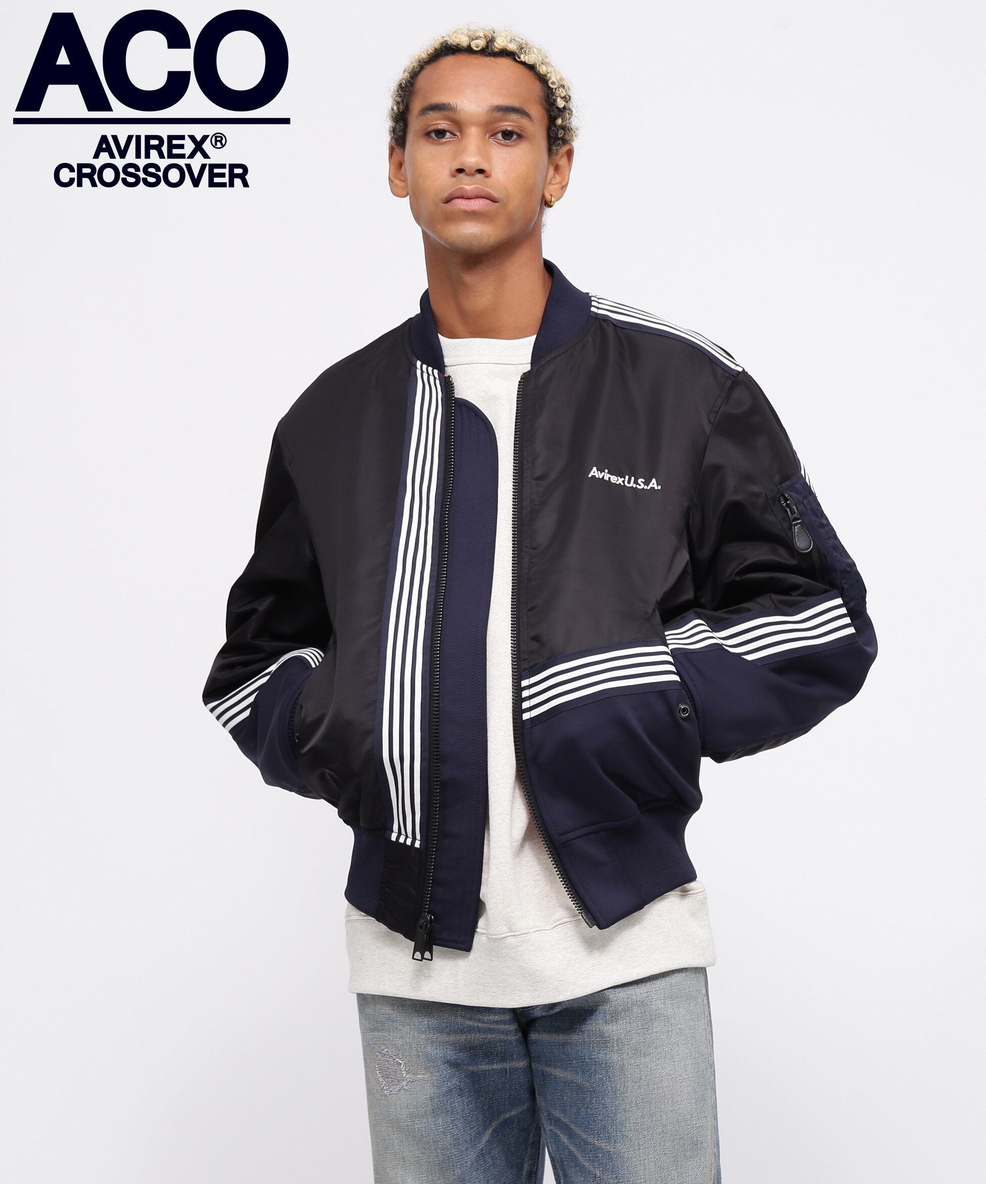 【SALE／40%OFF】AVIREX 《CROSSOVER》MA-1 / MA-1 クロスオーバー / AVIREX / アヴィレックス アヴィレックス ジャケット・アウター ブルゾン・ジャンパー ブラック グリーン【送料無料】