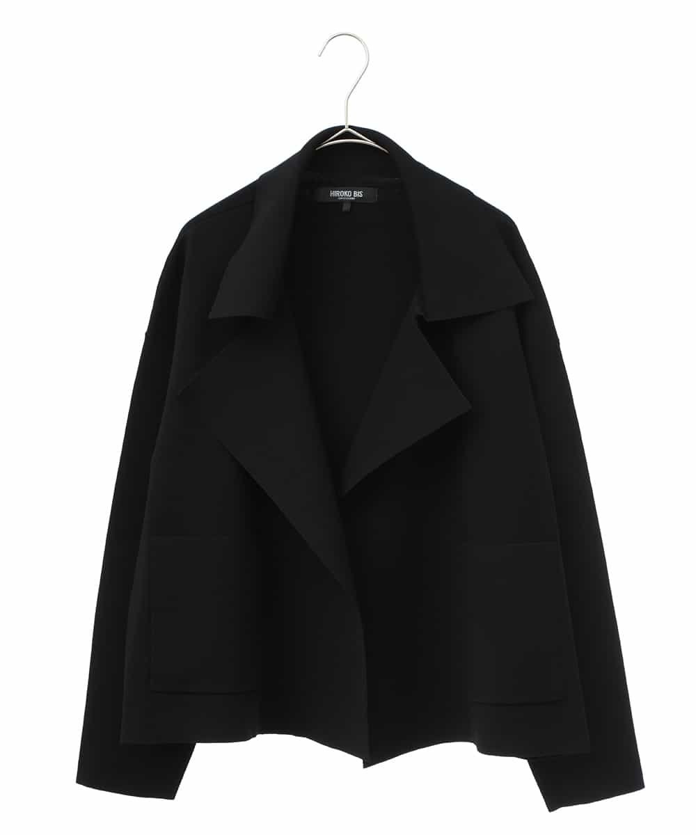 HIROKO BIS GRANDE 【大きいサイズ】ミラノリブニットジャケット /洗える ヒロコ ビス グランデ スーツ・フォーマル スーツジャケット ブラック ブルー ベージュ【送料無料】