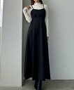 【SALE/48%OFF】JUNOAH Louere ウエストタックワンピース ジュノア ワンピース・ドレス ワンピース ブラック ホワイト グレー【送料無料】