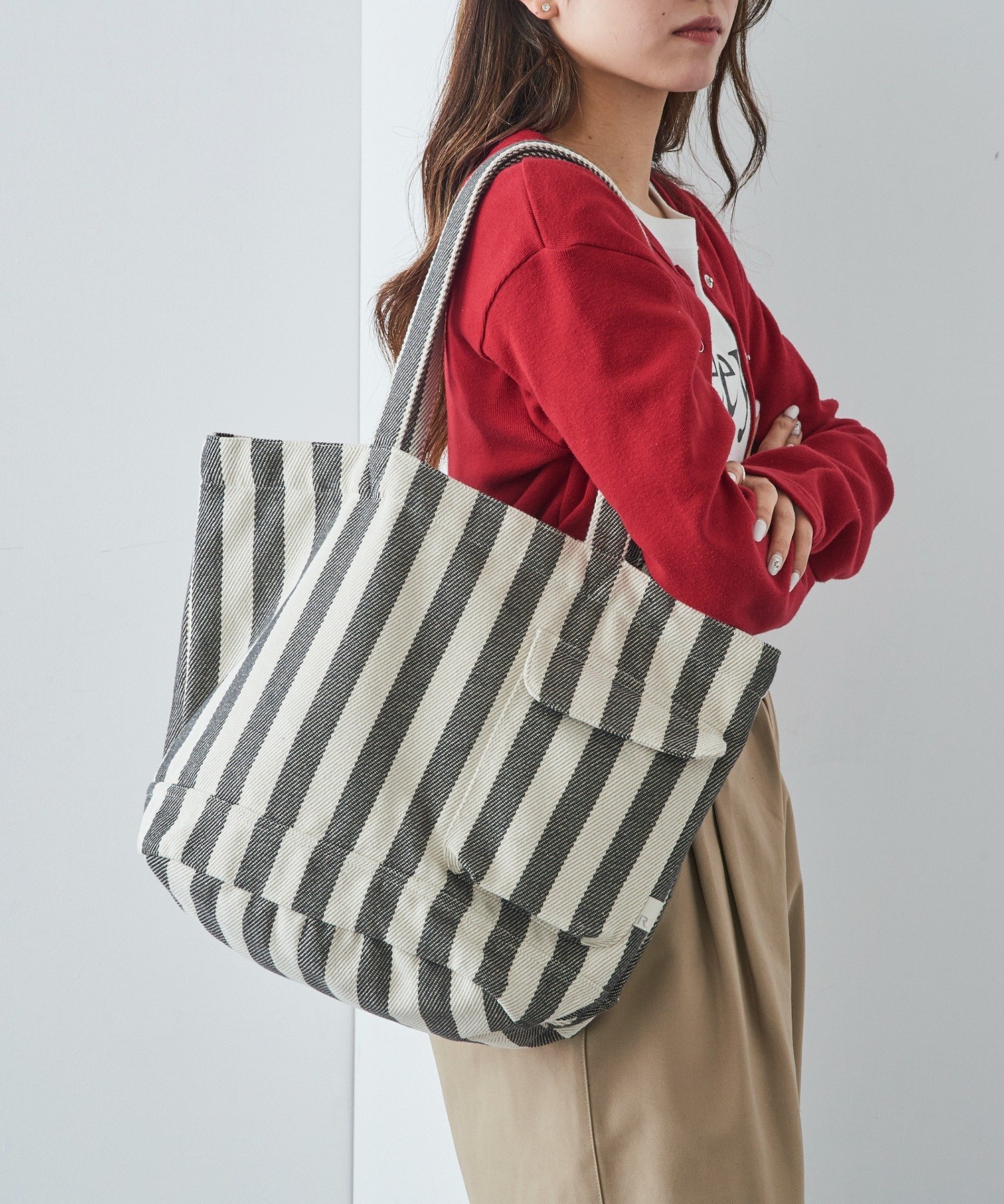 ROOTOTE ROOTOTE/SN.ミディアム.リサイクルコットン-C/B トートバッグ 3066/1409 セットアップセブン バッグ トートバッグ カーキグリーン グレー ホワイト グリーン イエロー ブラック