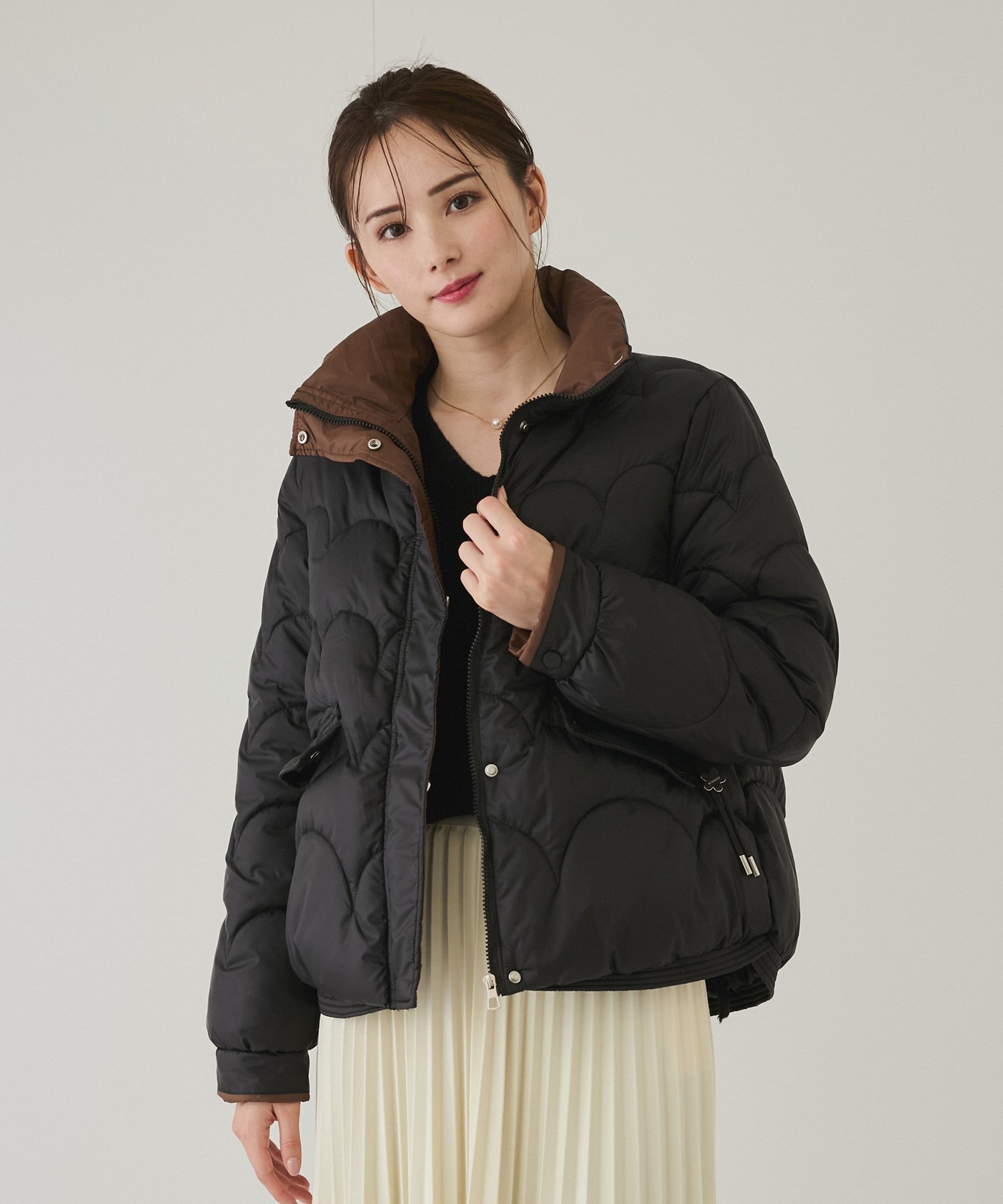 【SALE／50%OFF】JAYRO ハート柄中綿コート ジャイロ ジャケット・アウター その他のジャケット・アウター ベージュ ブラック ホワイト【送料無料】