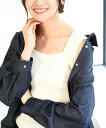 MK MICHEL KLEIN スクエアネックリブニットタンクトップ/UVカット/洗える エムケーミッシェルクラン トップス ノースリーブ・タンクトップ ホワイ...
