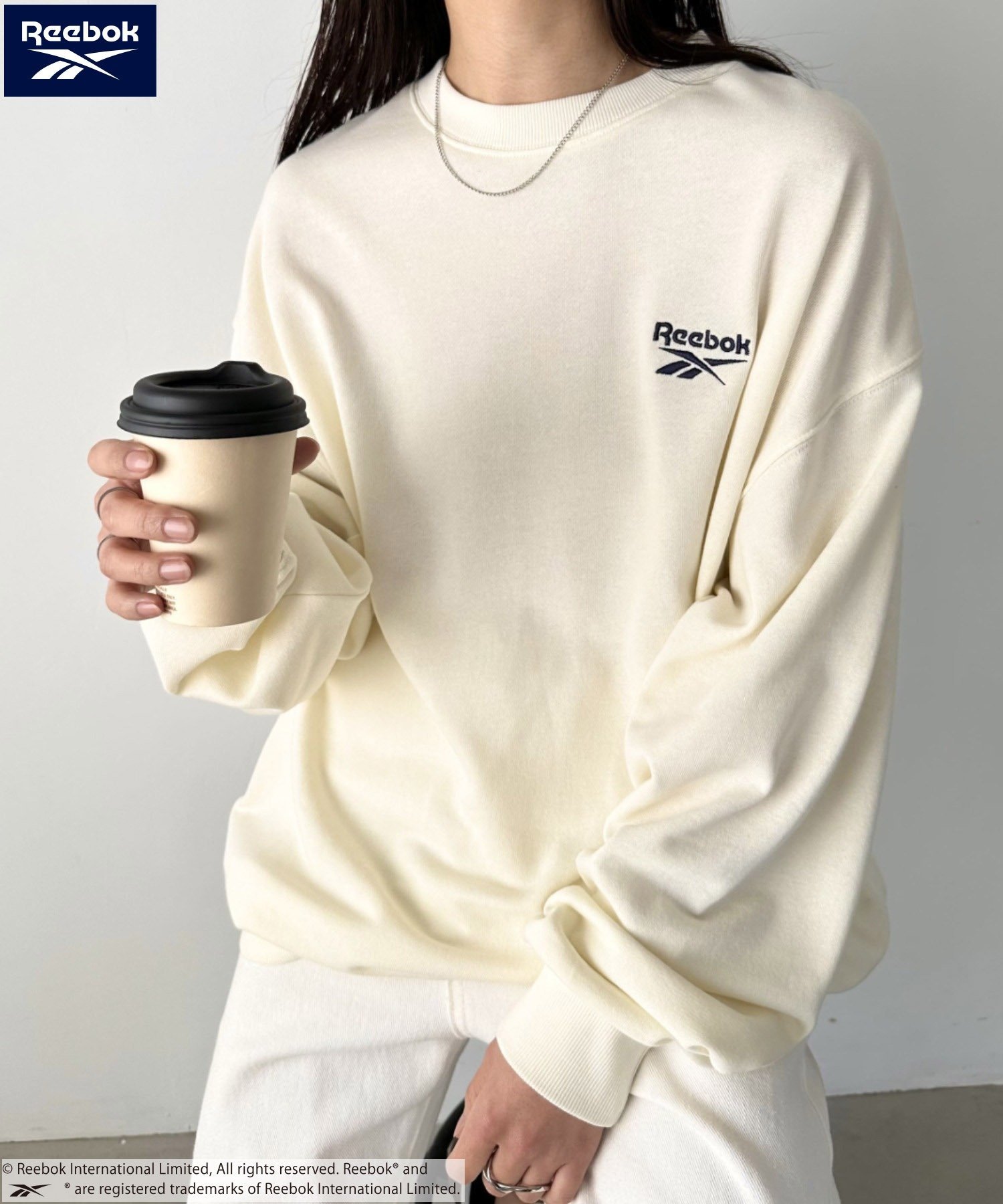 Reebok(リーボック)/ワンポイント 刺繍 クルーネック スウェット アウトフィッターラボ トップス スウェット・トレーナー ホワイト ブラック グレー