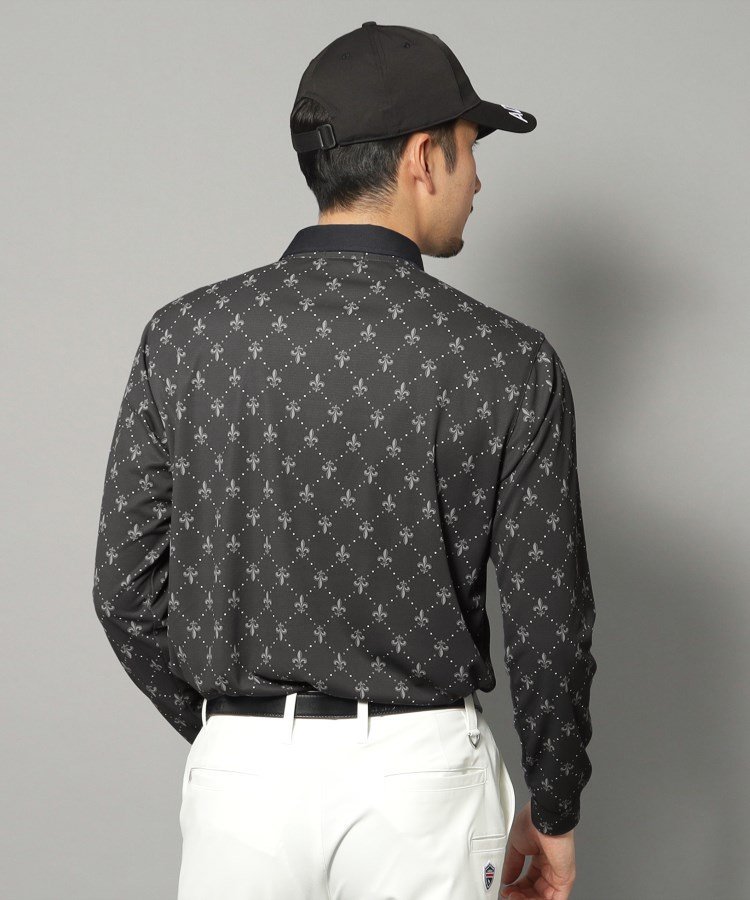 【SALE／20%OFF】adabat 【新レーベル ADABAT NAVY】吸水速乾 フルールドリス長袖ポロシャツ アダバット トップス ポロシャツ ブラック【送料無料】