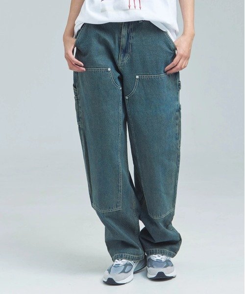 JACKROSE JE-ビンテージ加工・ダブルニーデニムパンツ(MENS) ジャックローズ パンツ その他のパンツ ブルー ブラック