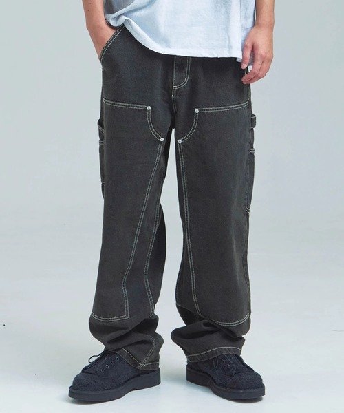 JACKROSE JE-ビンテージ加工・ダブルニーデニムパンツ(MENS) ジャックローズ パンツ その他のパンツ ブルー ブラック