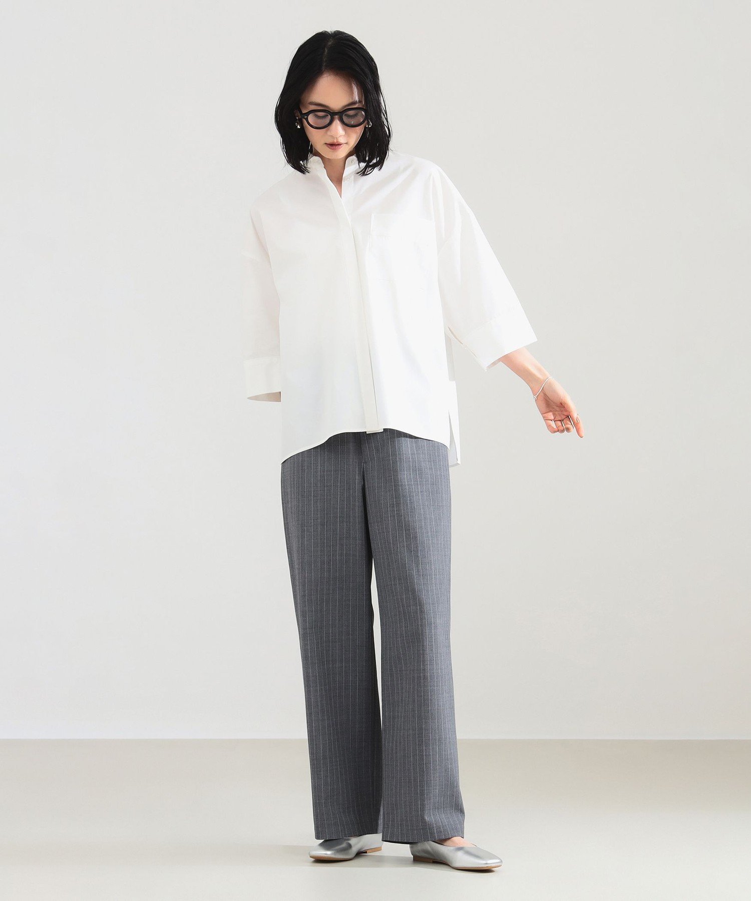 【SALE／50%OFF】Demi-Luxe BEAMS 【10/23新規値下げ】ポプリン ストライプ イージーパンツ デミルクス ビームス パンツ その他のパンツ ネイビー【送料無料】