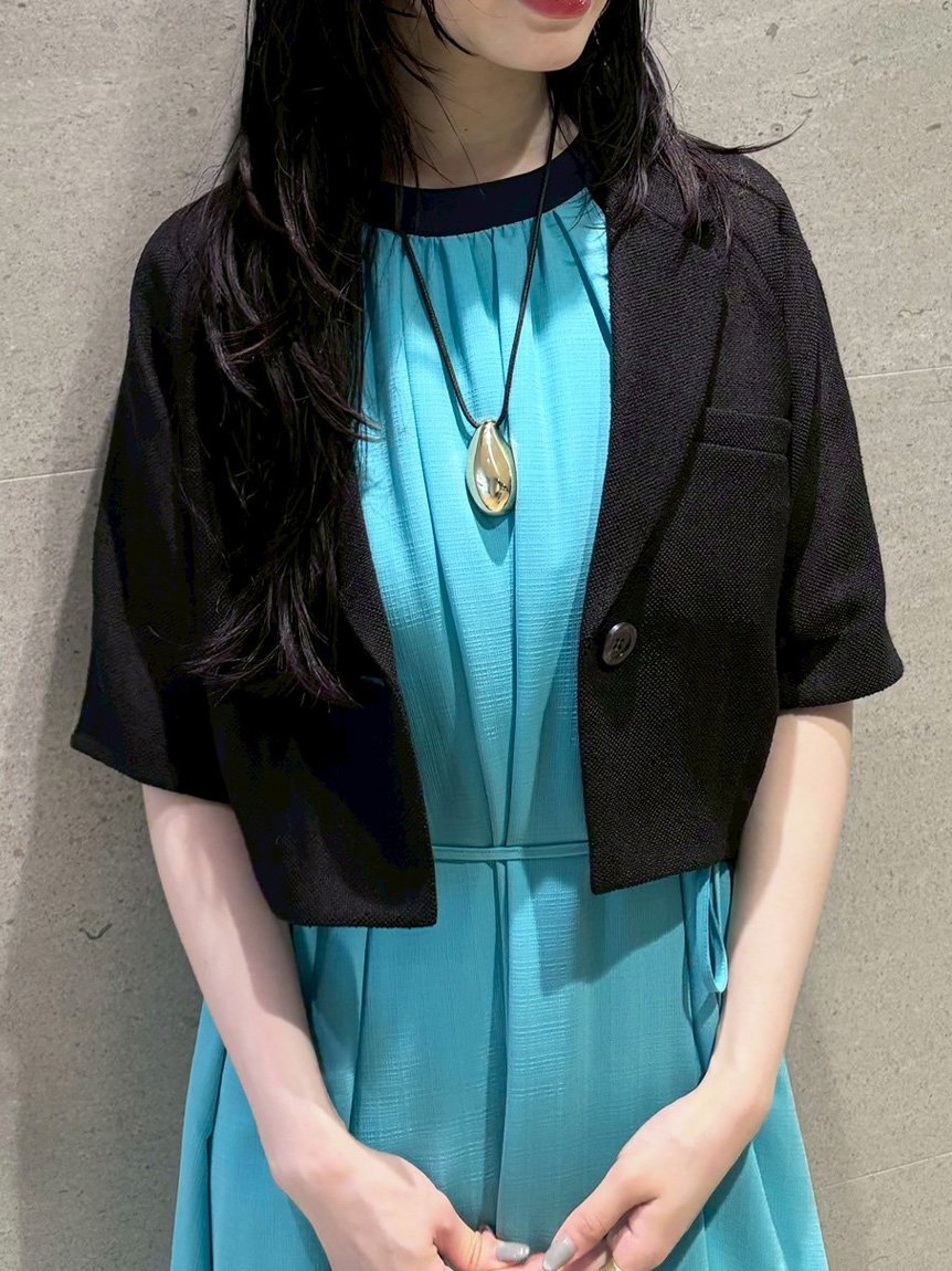 【SALE／50%OFF】LILY BROWN カラミハーフスリーブジャケット リリーブラウン ジャケット・アウター テーラードジャケット・ブレザー ピンク ブラック ホワイト【送料無料】