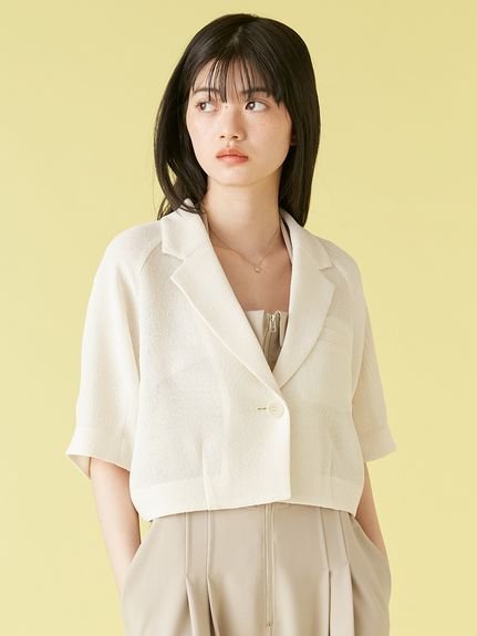 【SALE／50%OFF】LILY BROWN カラミハーフスリーブジャケット リリーブラウン ジャケット・アウター テーラードジャケット・ブレザー ピンク ブラック ホワイト【送料無料】