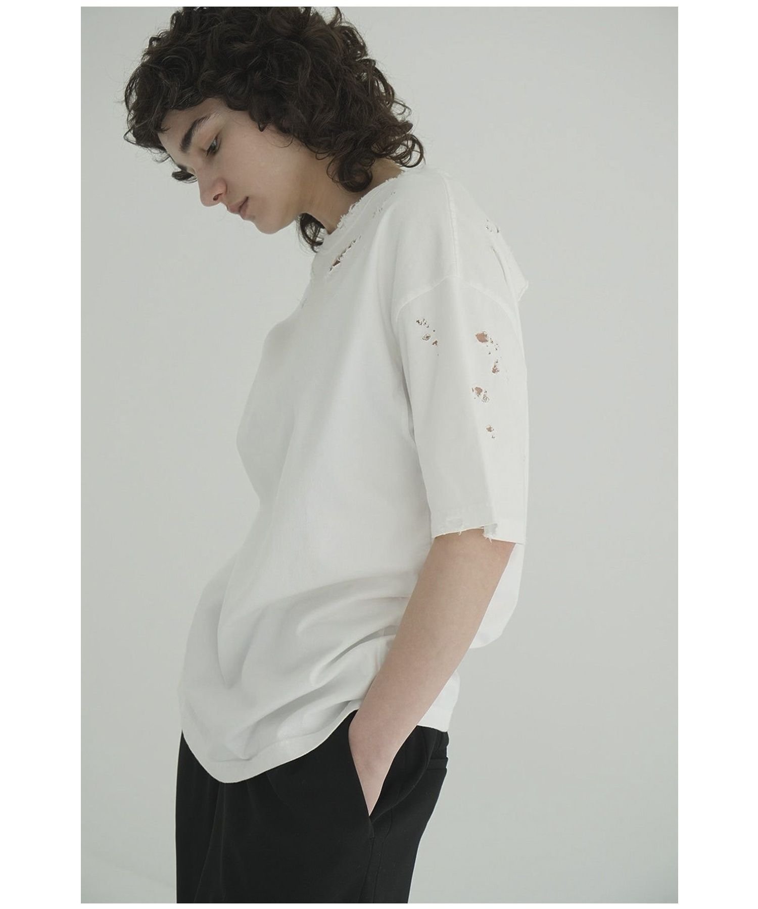 【CLANE】cruch design over tee ガレージ オブ グッド クロージング トップス カットソー・Tシャツ グレー ホワイト