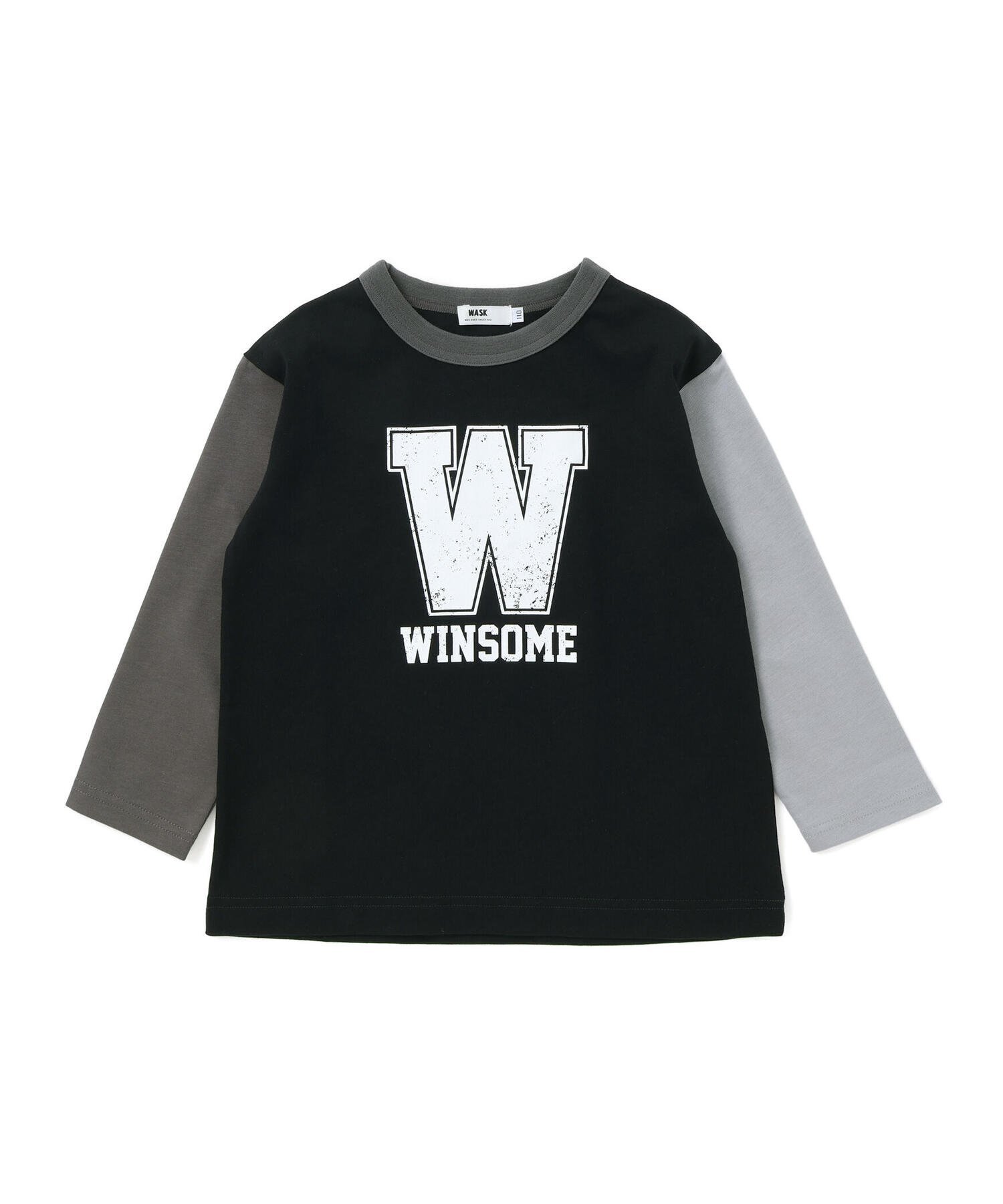 【SALE／50%OFF】WASK カラフル袖ロゴプリントロング長袖Tシャツ(100~160cm) ベベ ...