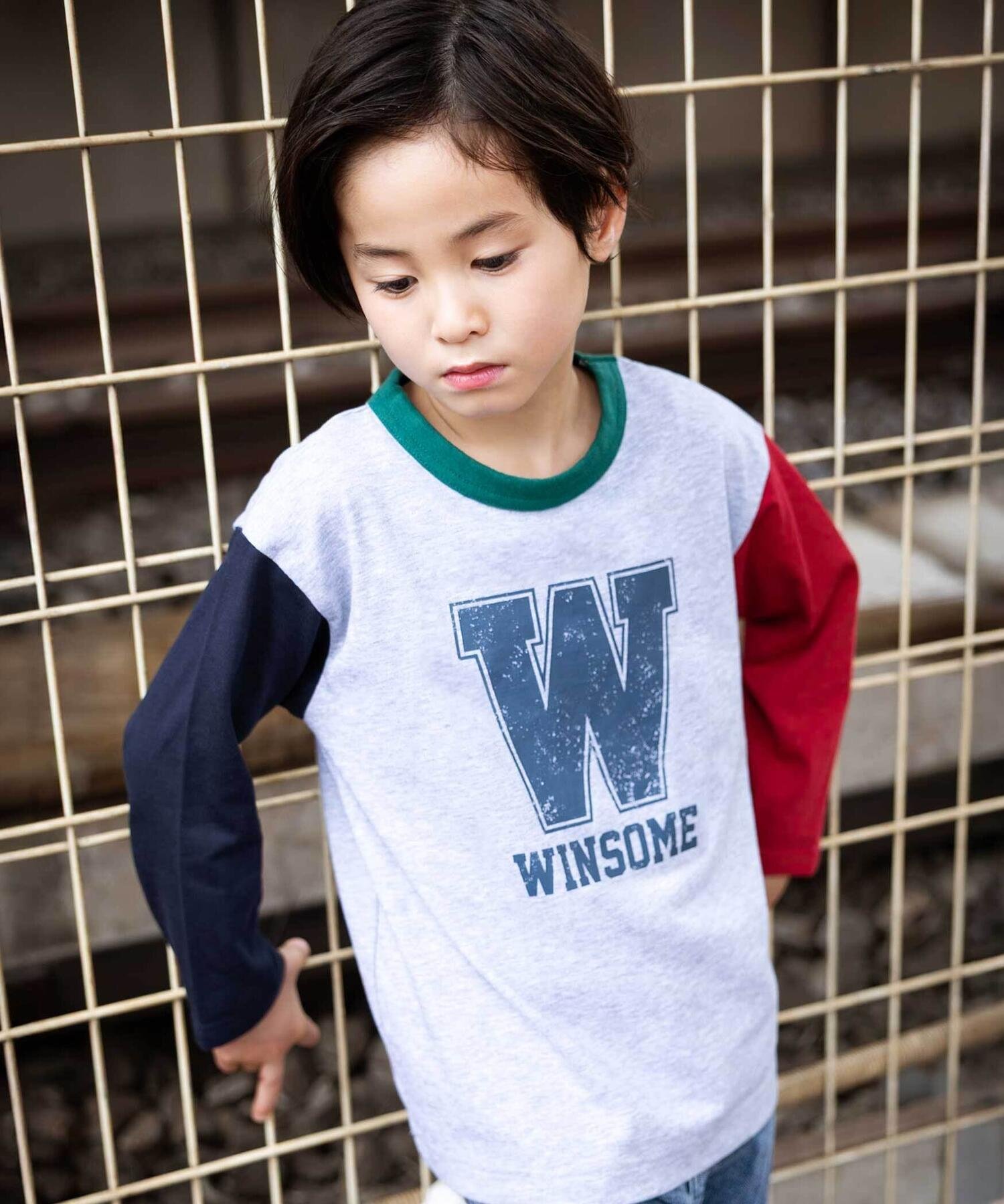 [SALE / 50 % OFF] WASK 다채로운 소매 로고 프린트 롱 긴 소매 T 셔츠 (100 ~ 160cm) 베베 온라인 스토어 탑스 컷소우 T 셔츠 그레이 블랙