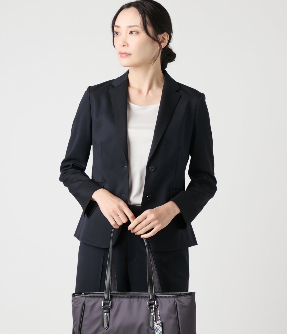 NEWYORKER WOMEN 【ウォッシャブル】ストレッチ ノッチドラペル2釦ジャケット ニューヨーカー ジャケット・アウター テーラードジャケット・ブレザー ネイビー ベージュ