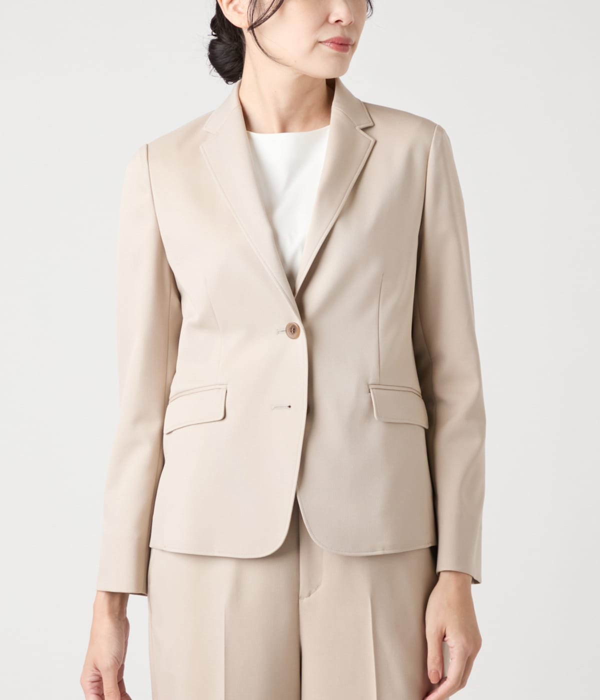 NEWYORKER WOMEN 【ウォッシャブル】ストレッチ ノッチドラペル2釦ジャケット ニューヨーカー ジャケット・アウター テーラードジャケット・ブレザー ネイビー ベージュ